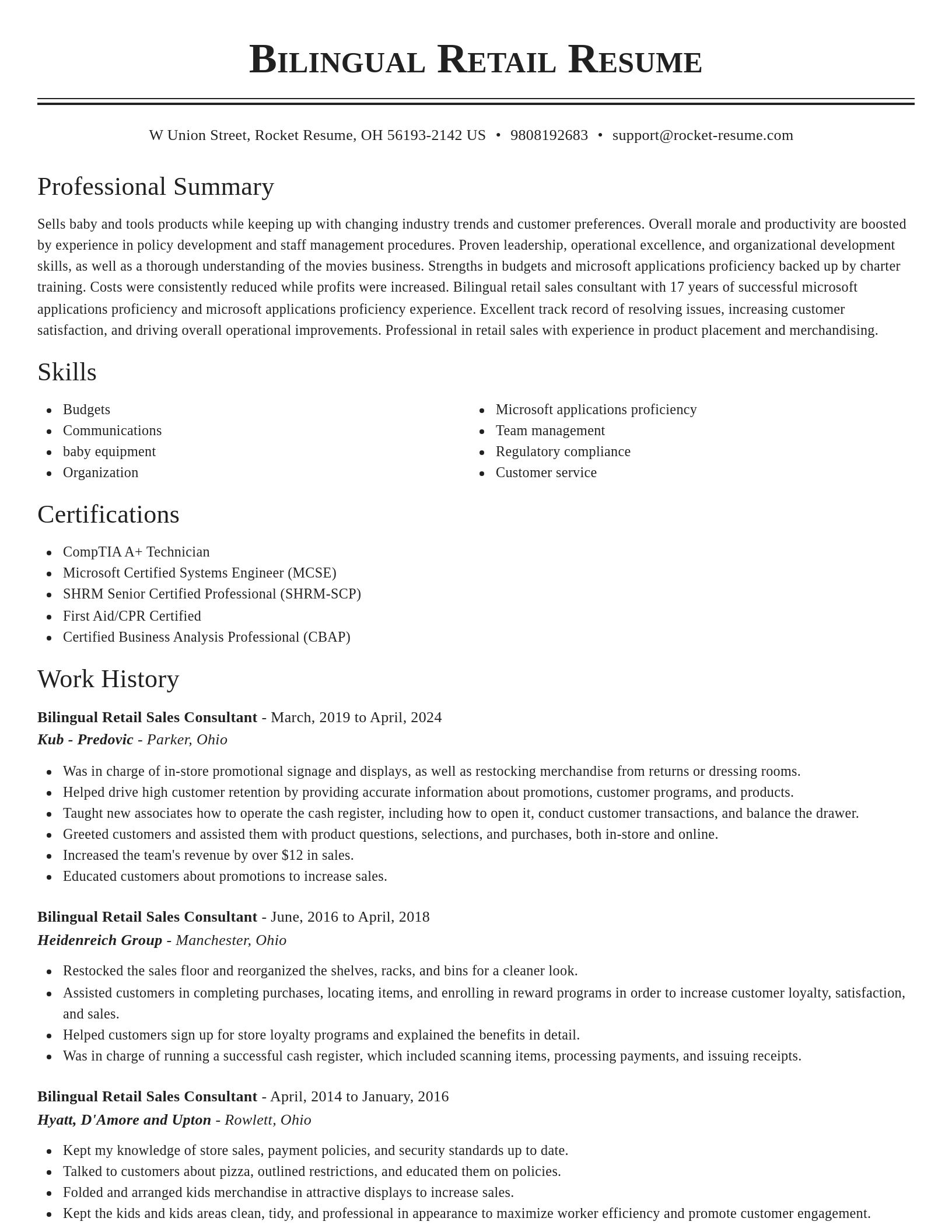 Classic resume template