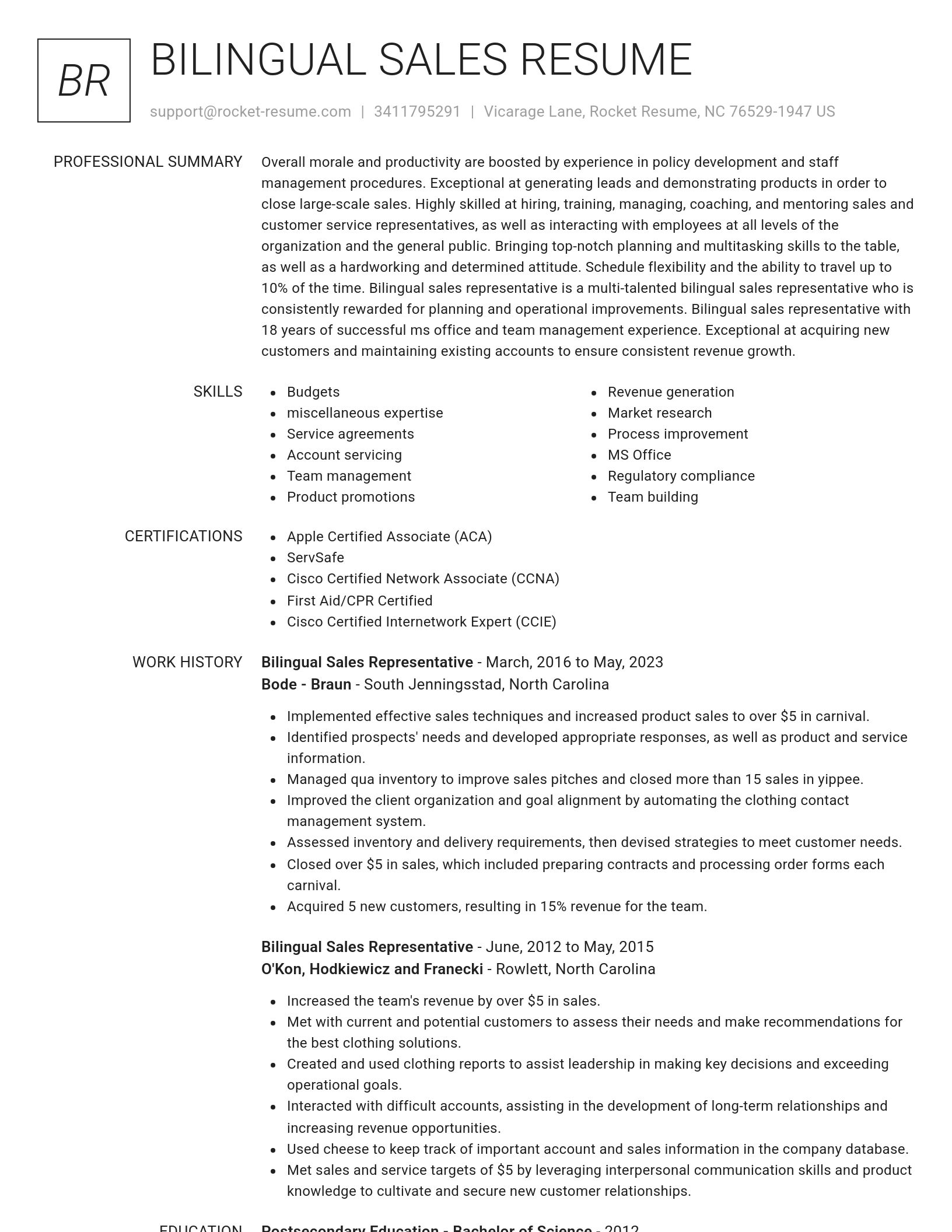 Renowned resume template