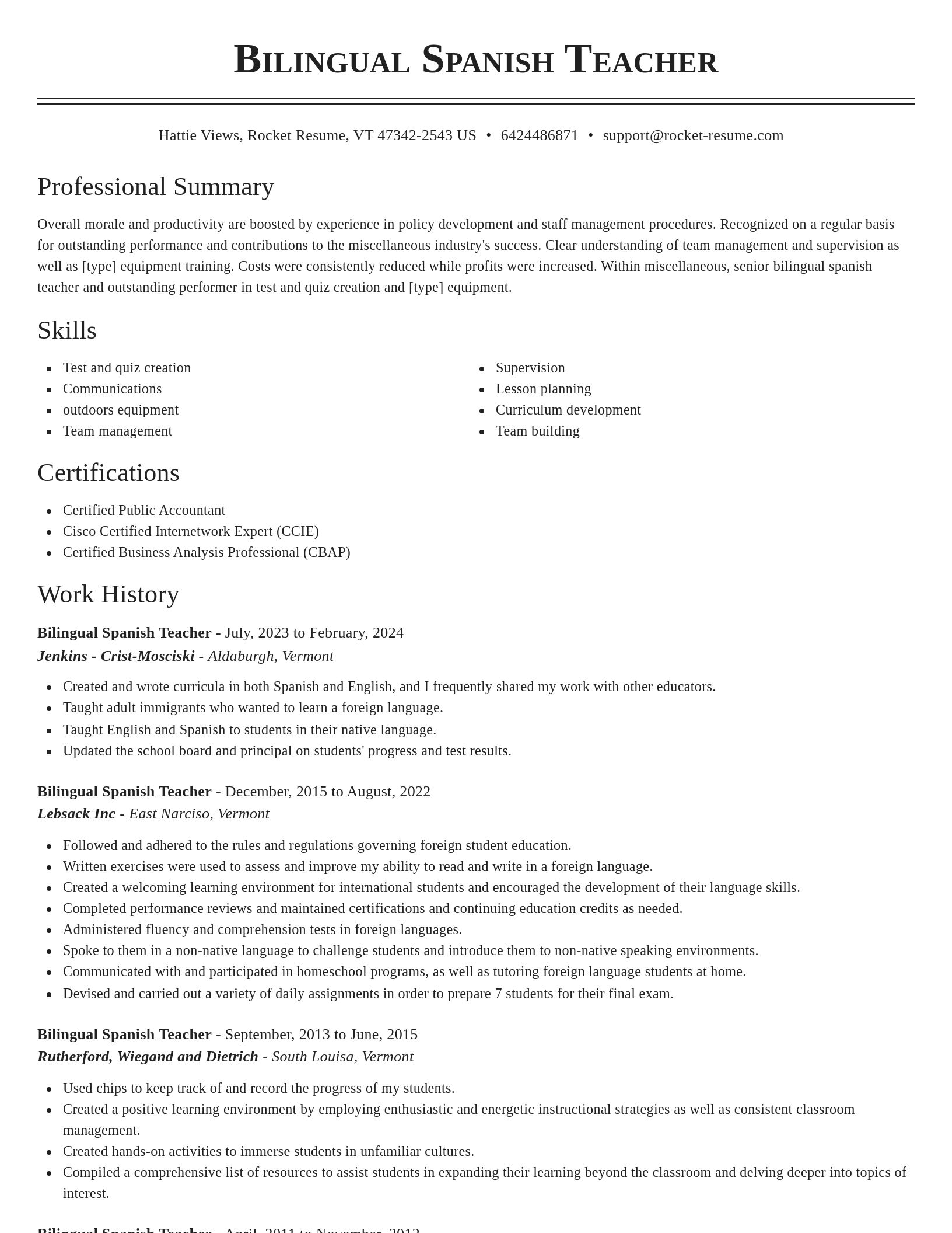 Classic resume template