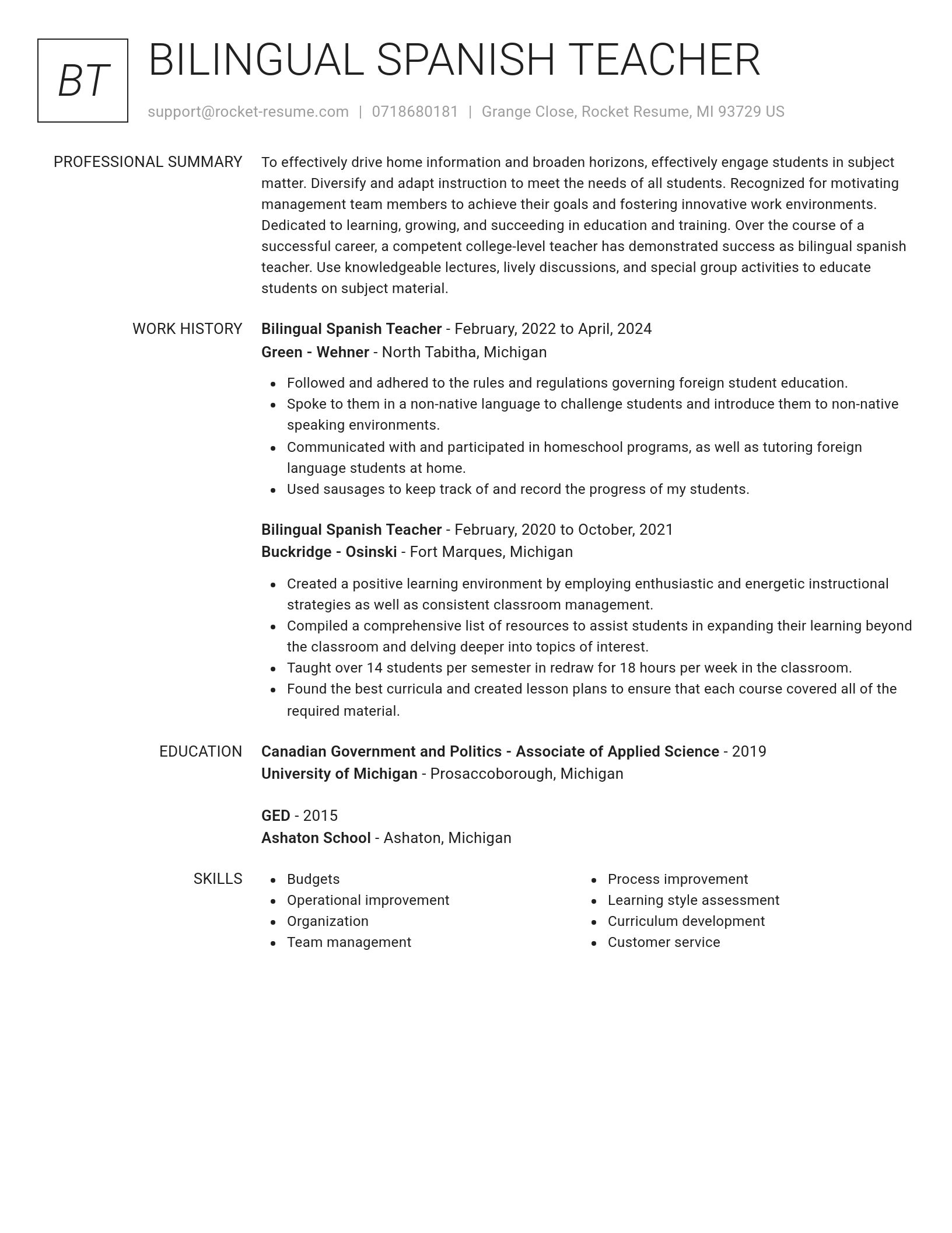 Renowned resume template