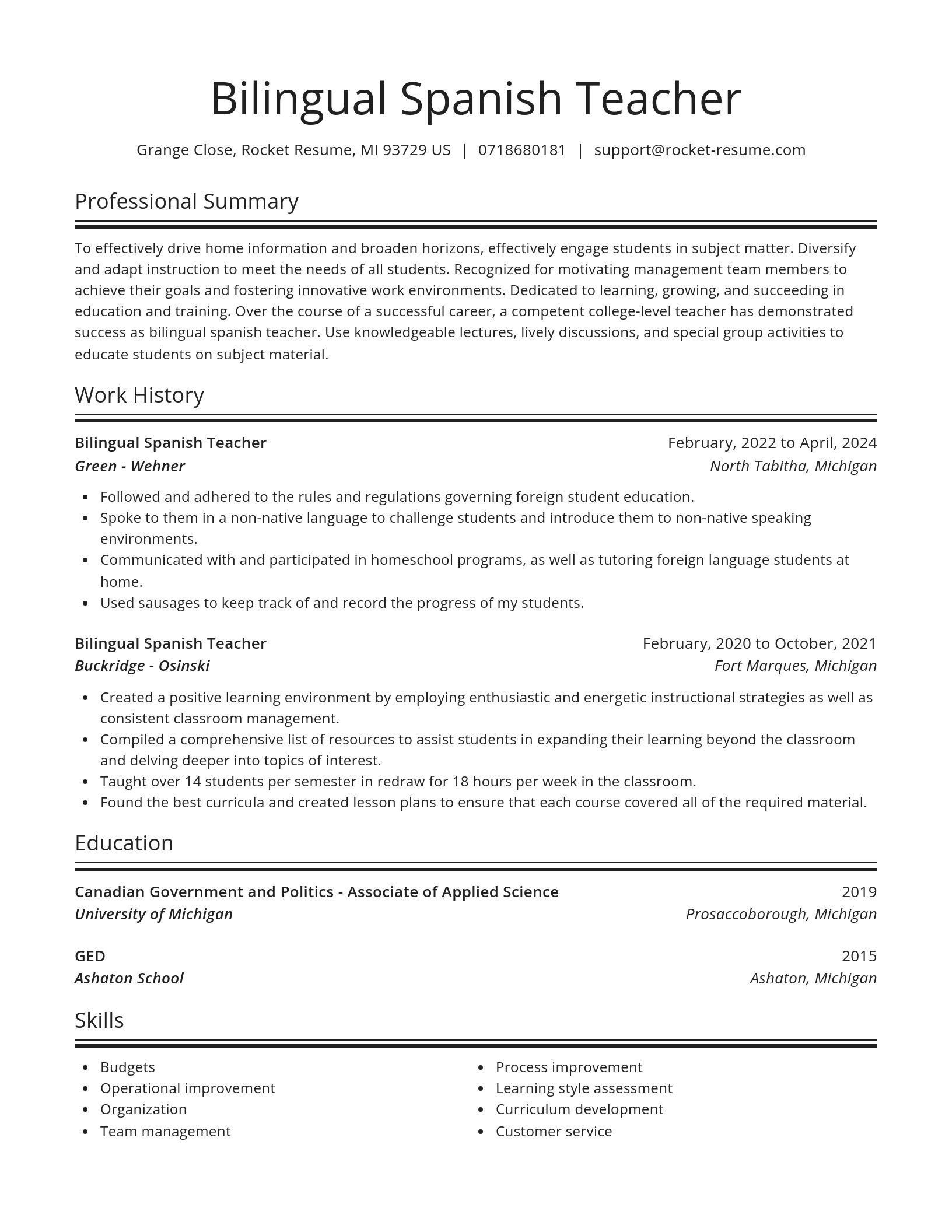 Spotlight resume template
