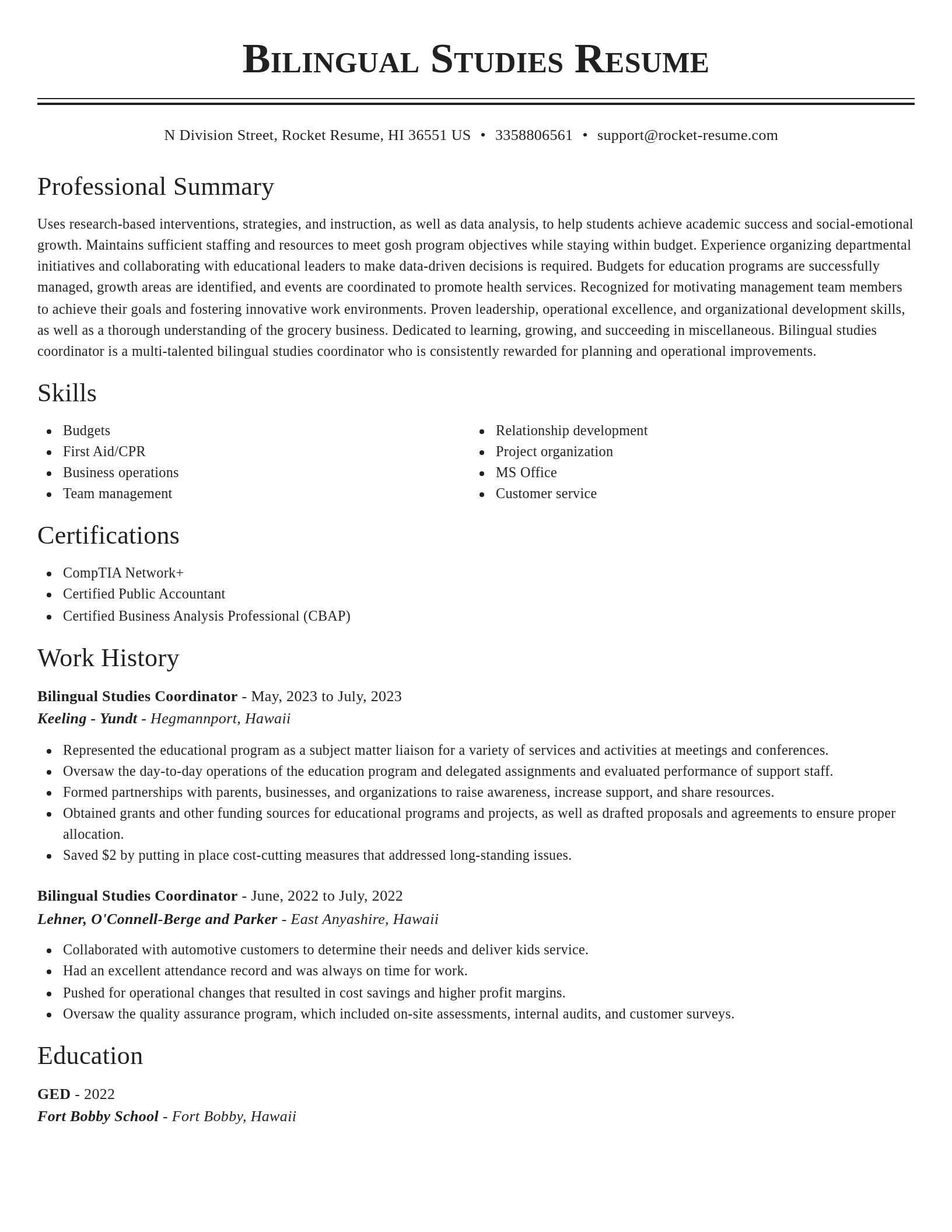 Classic resume template