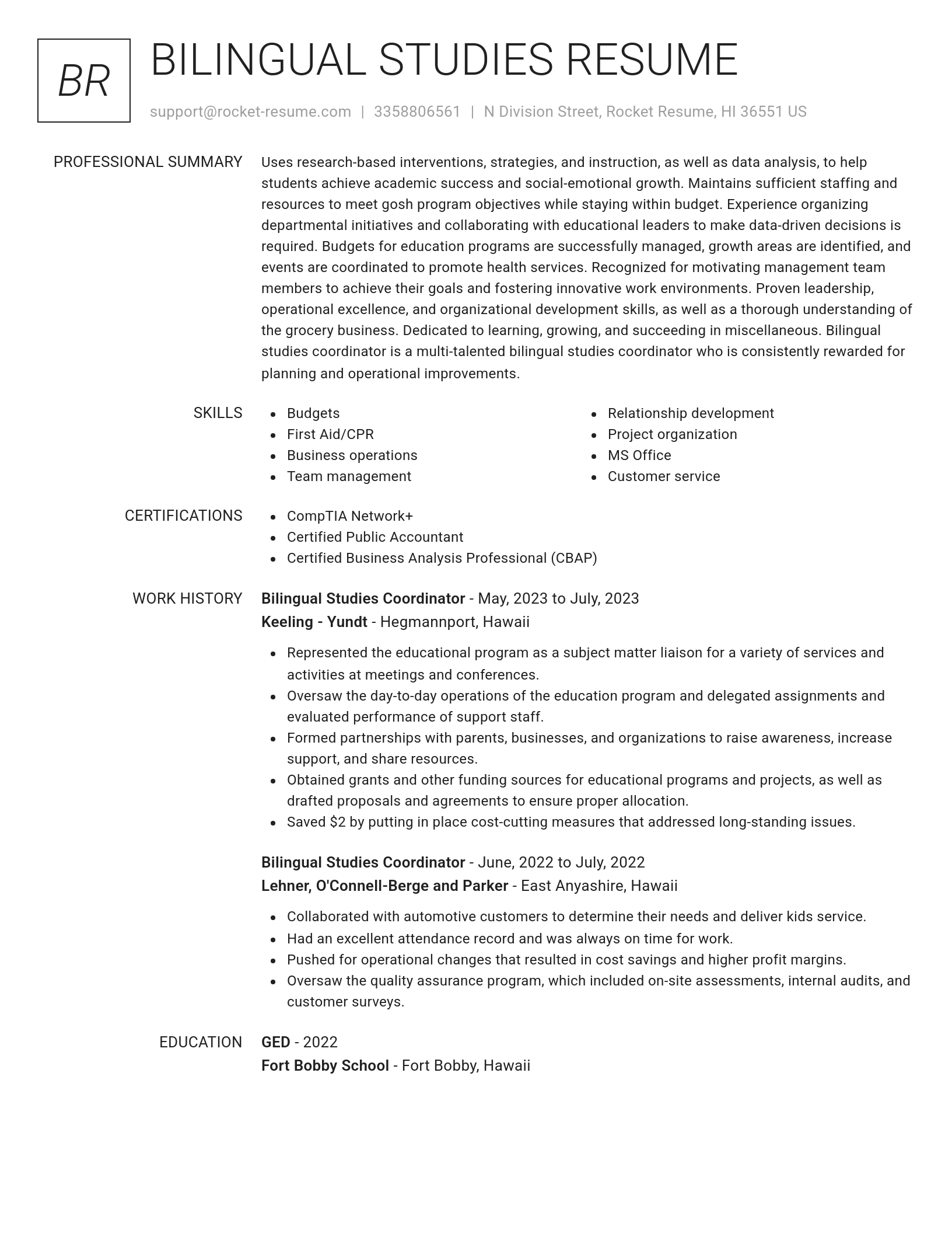 Renowned resume template