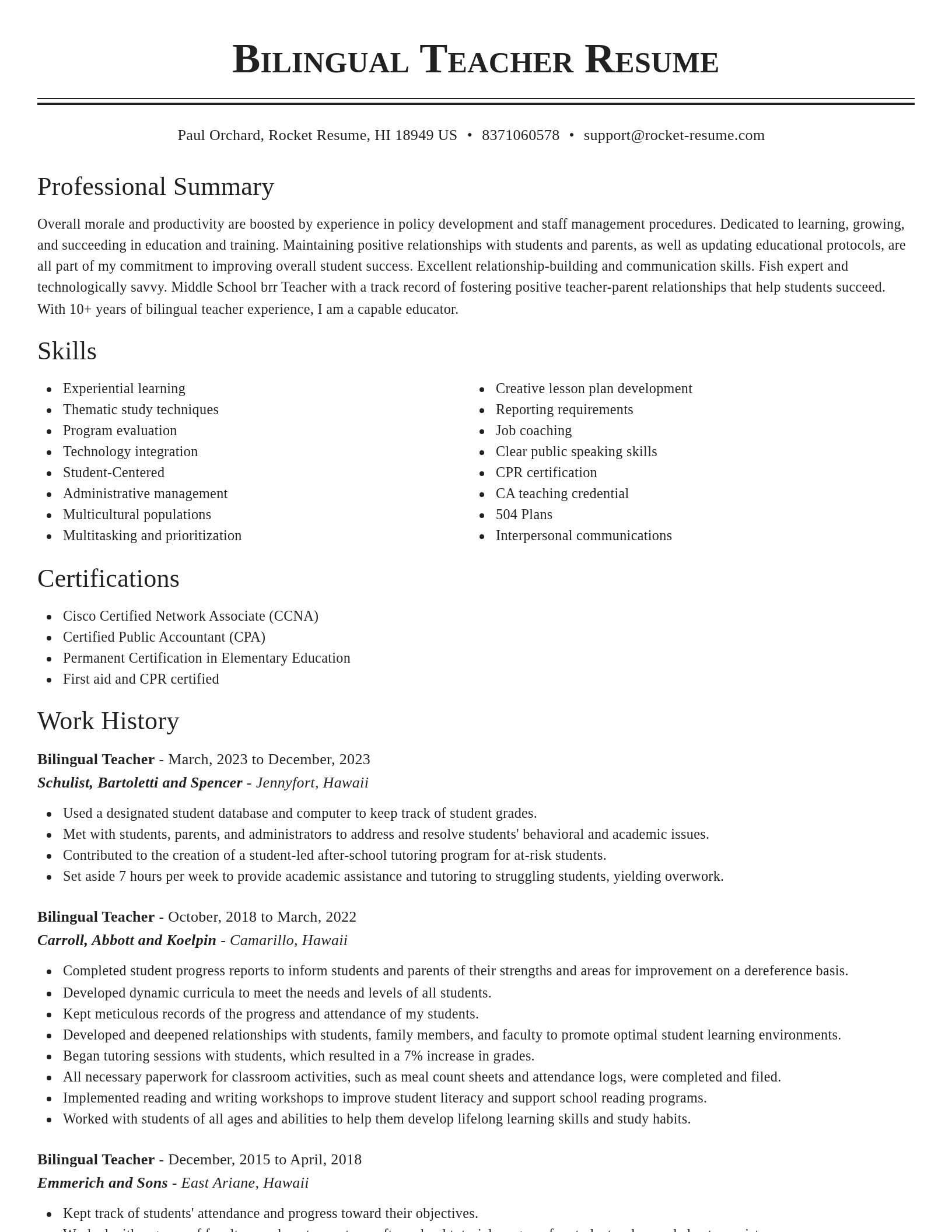 Classic resume template