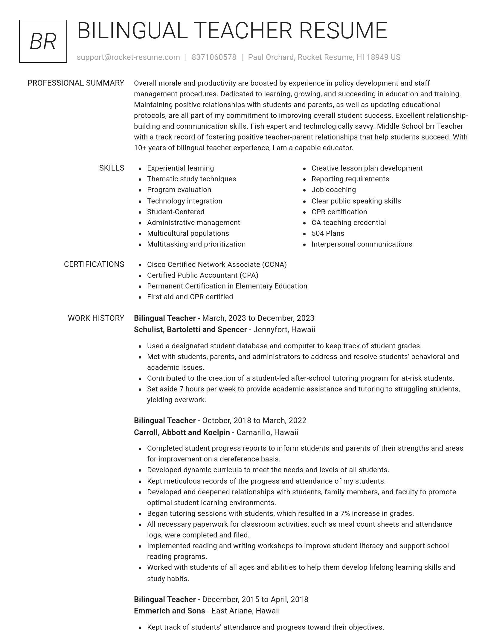 Renowned resume template