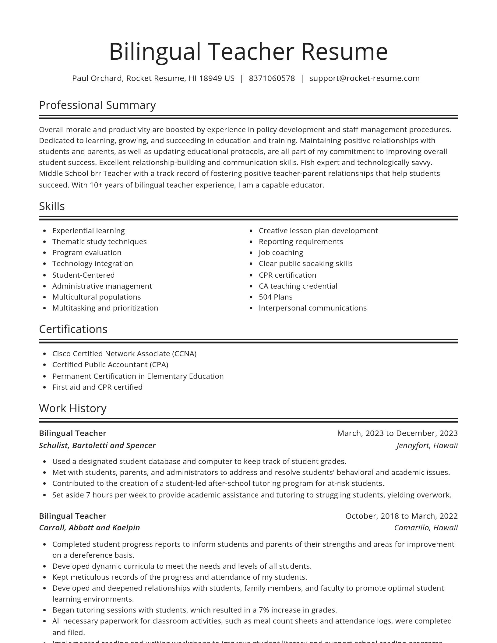 Spotlight resume template