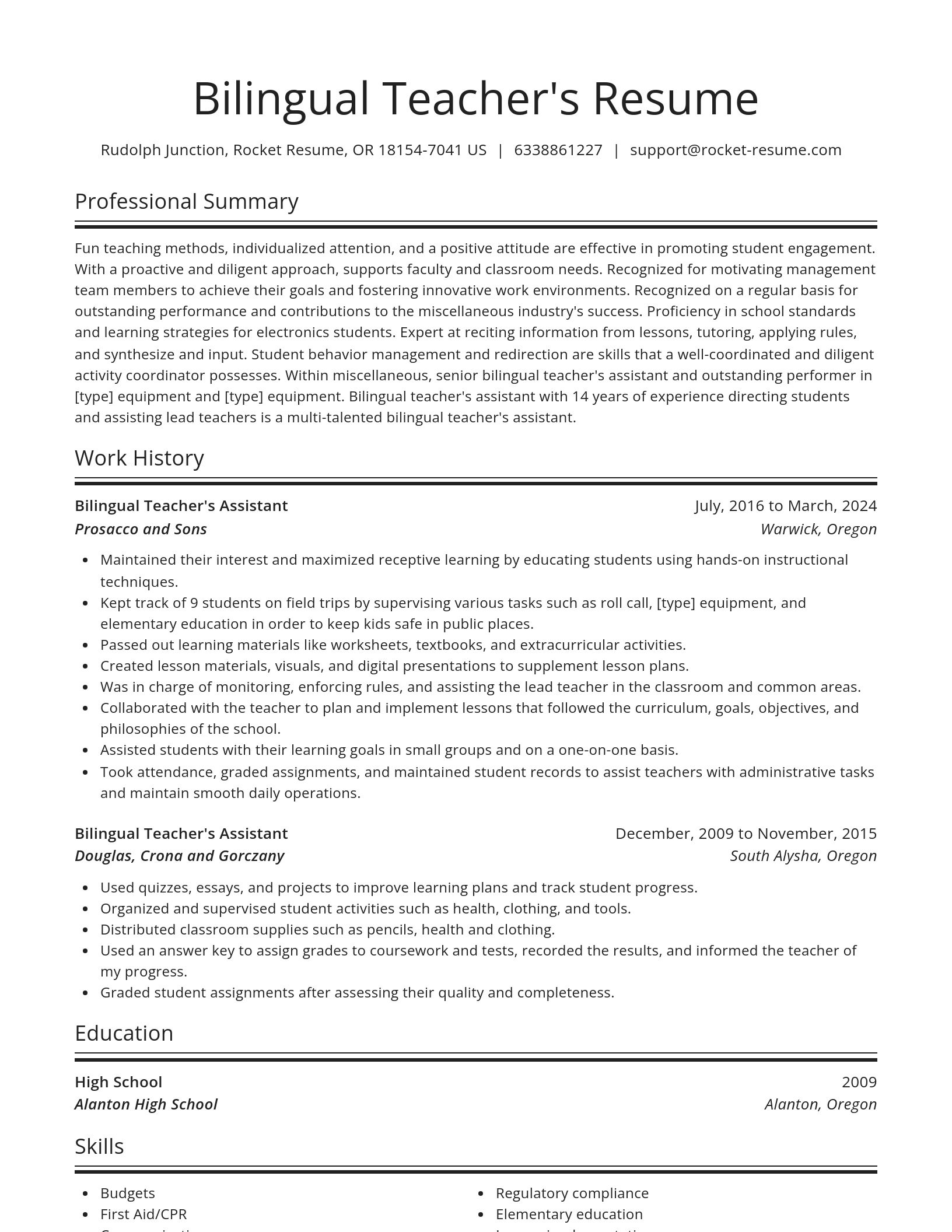 Spotlight resume template