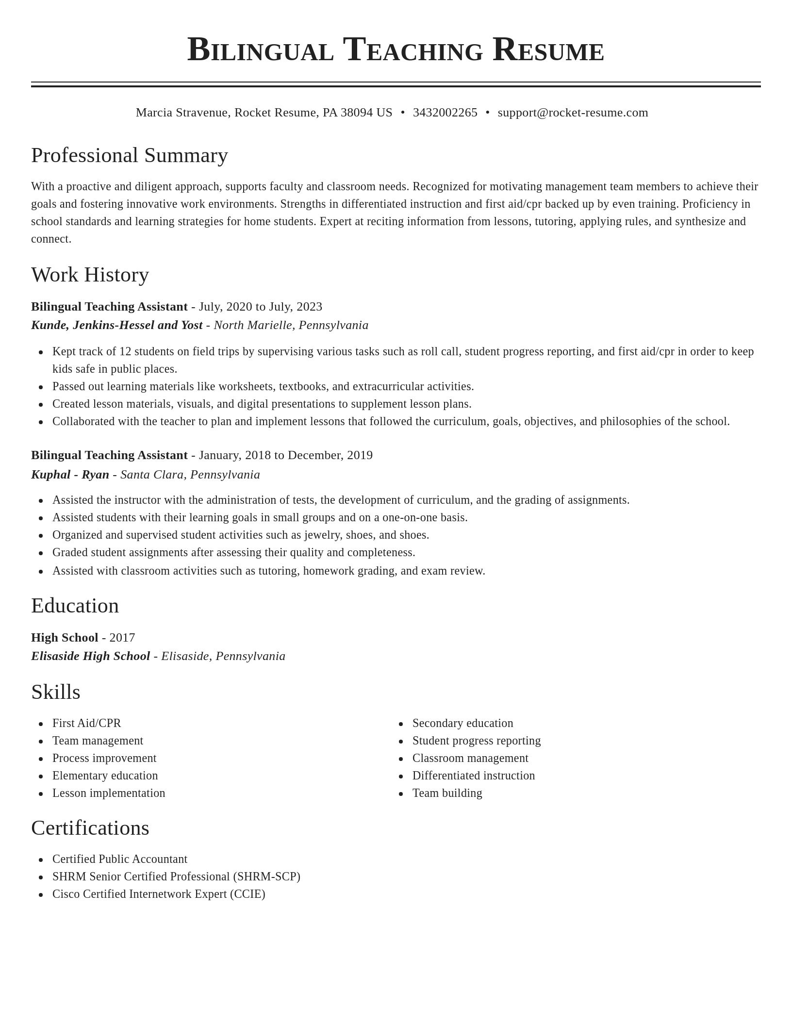 Classic resume template