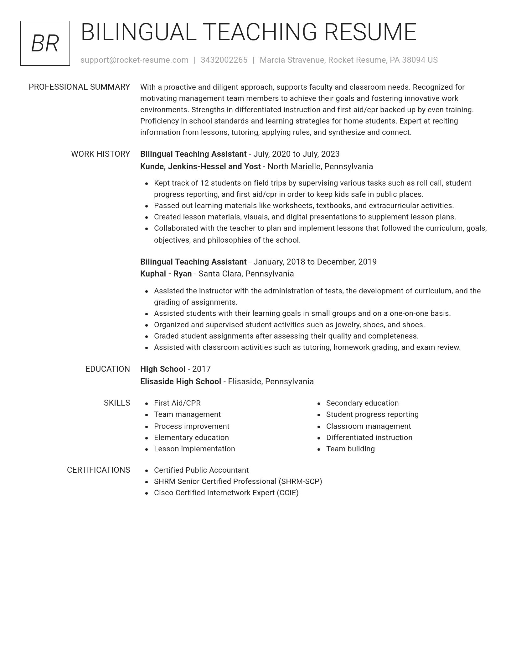 Renowned resume template