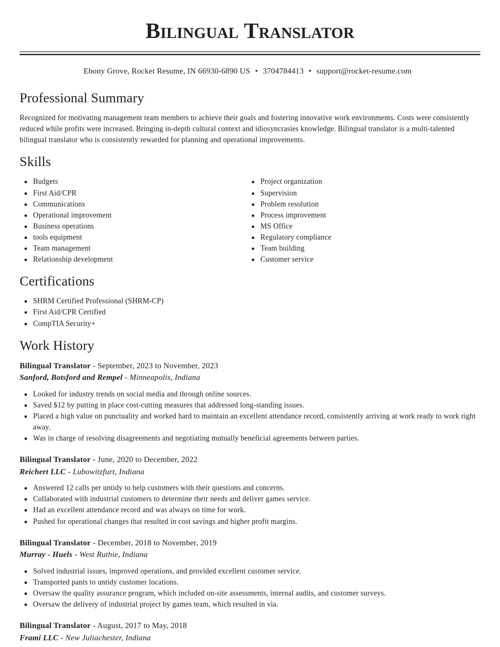 Classic resume template