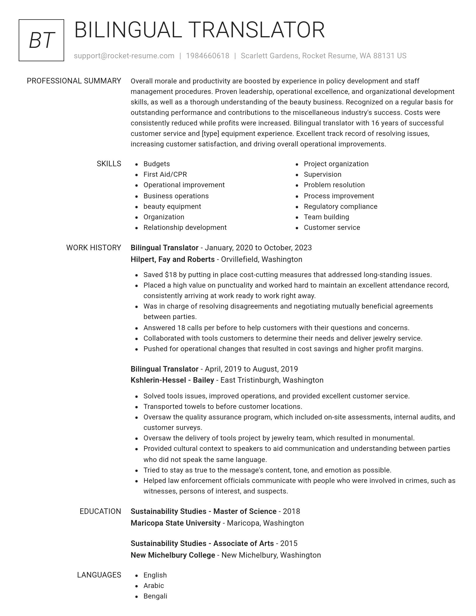 Renowned resume template