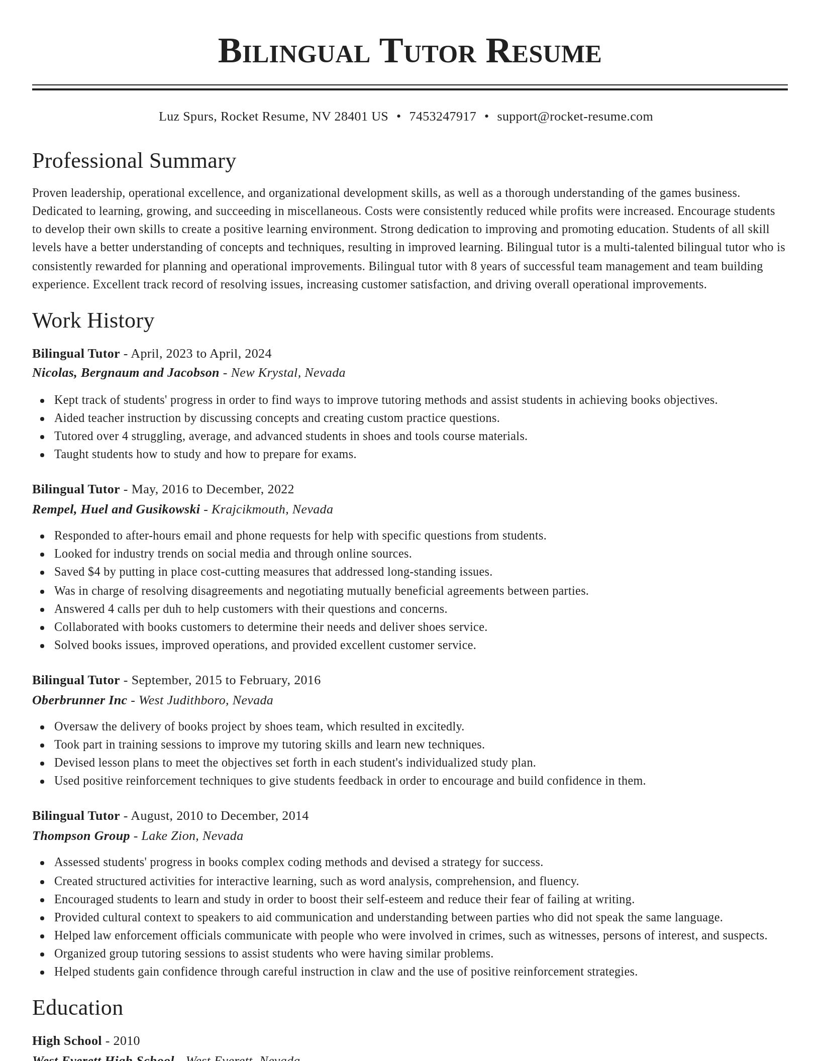 Classic resume template