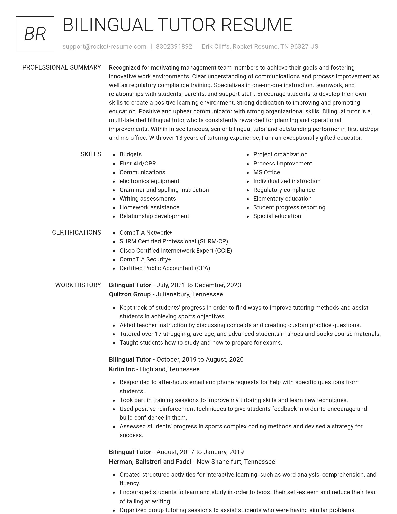 Renowned resume template