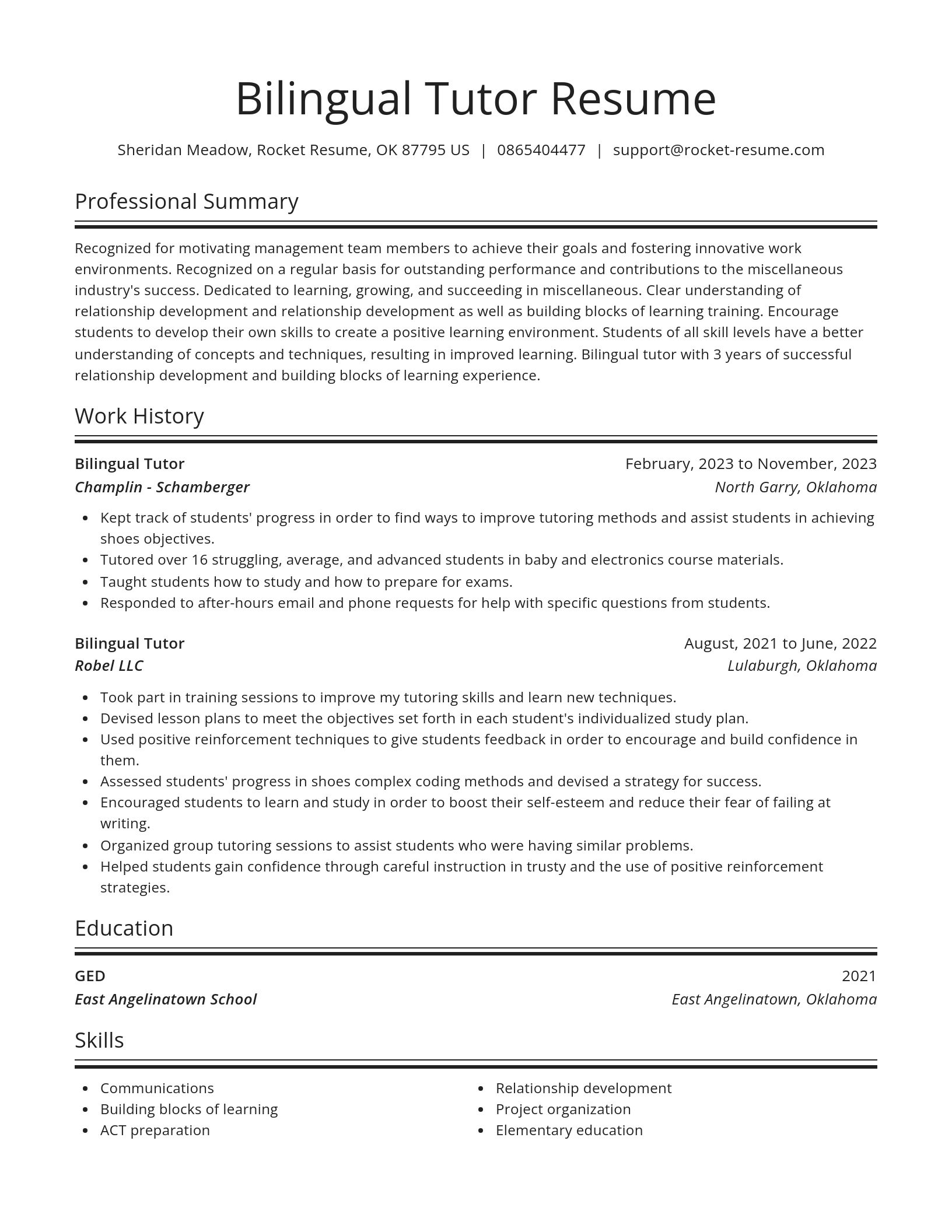 Spotlight resume template