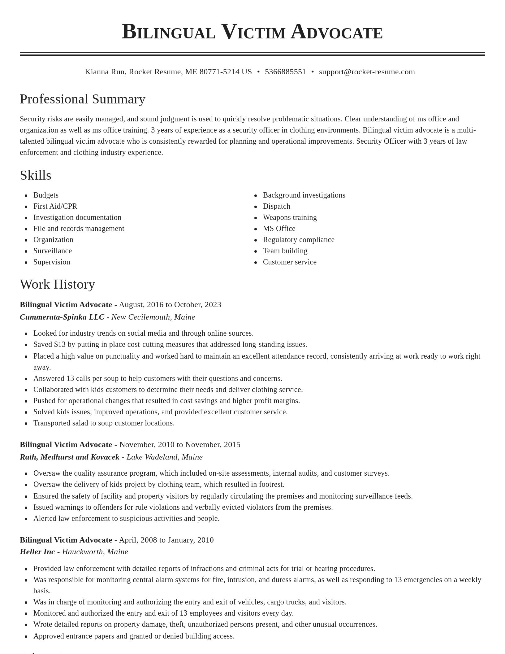 Classic resume template
