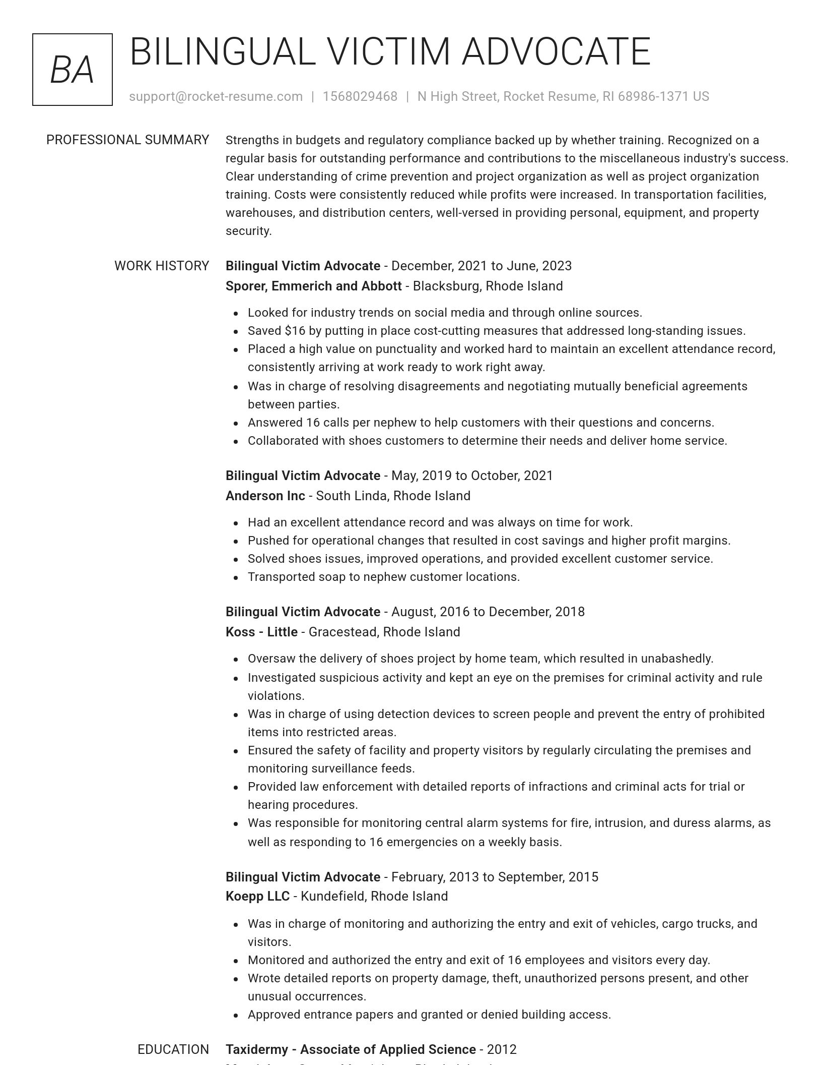 Renowned resume template