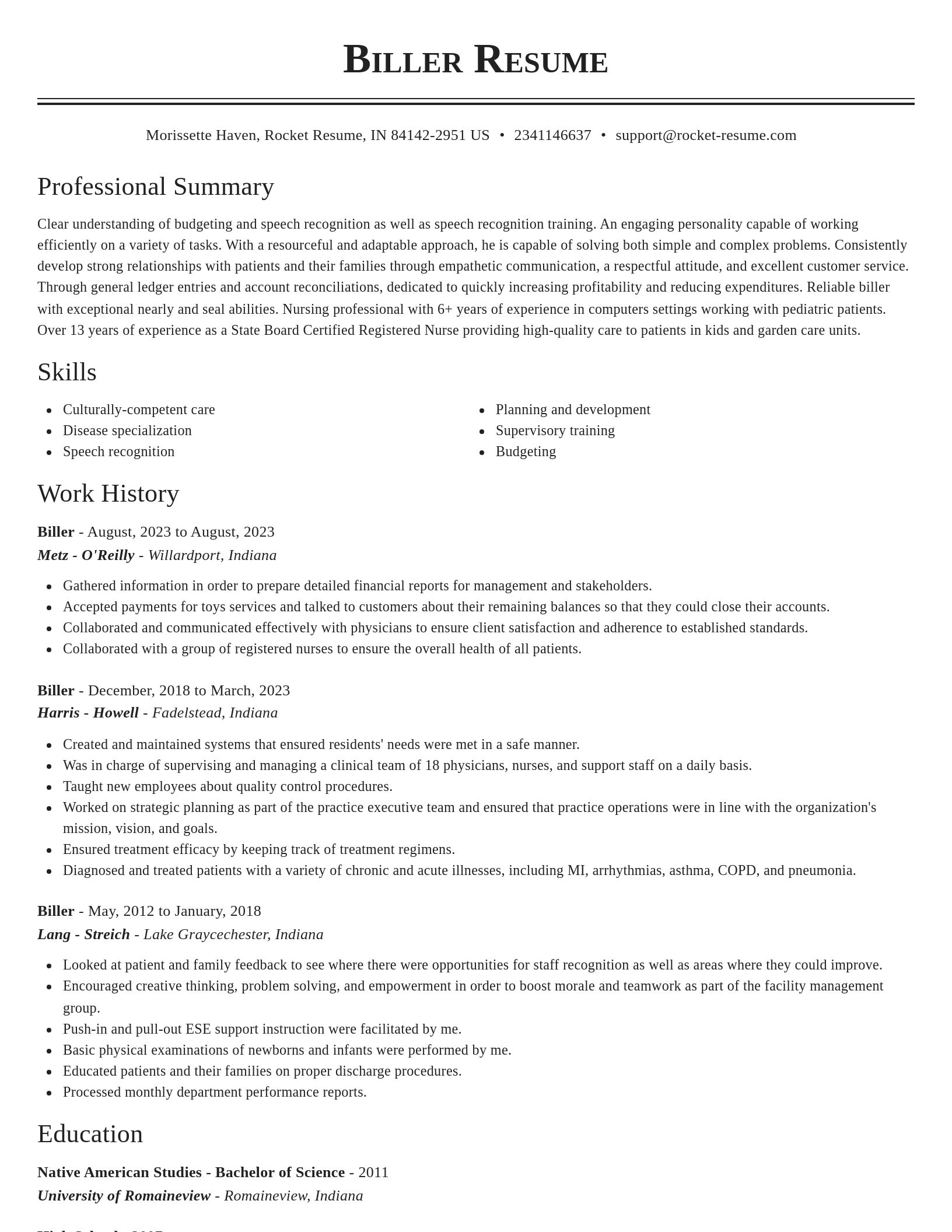 Classic resume template