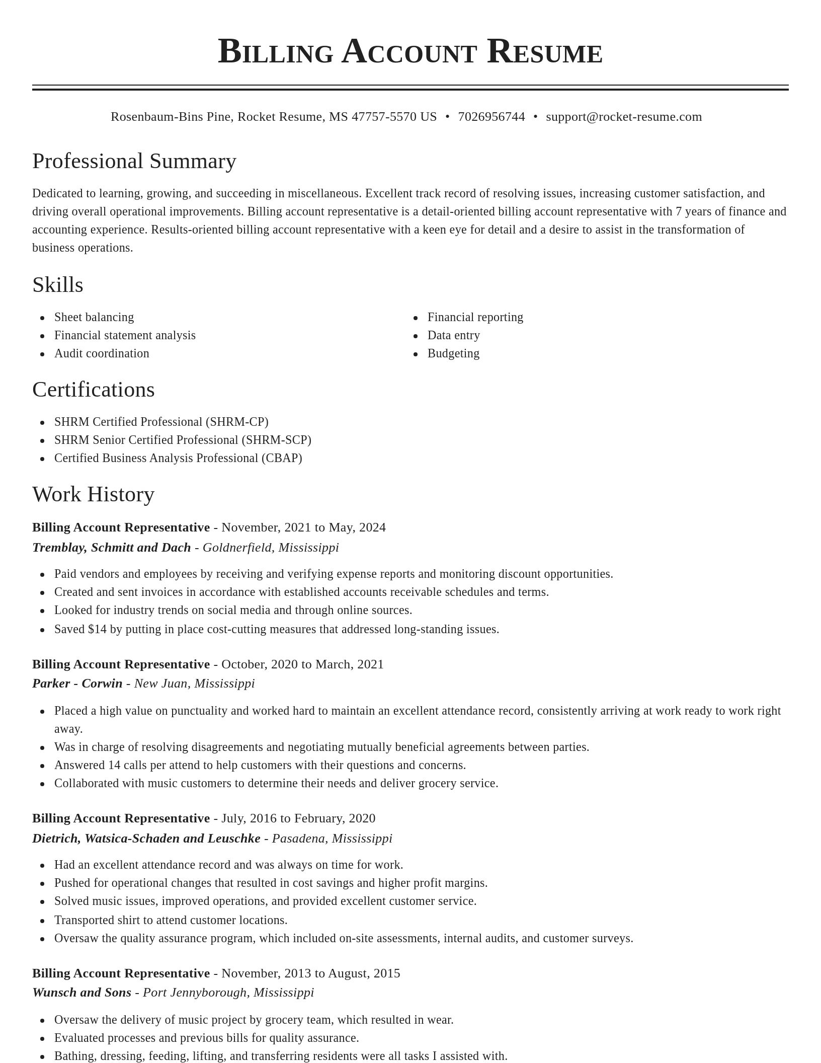 Classic resume template