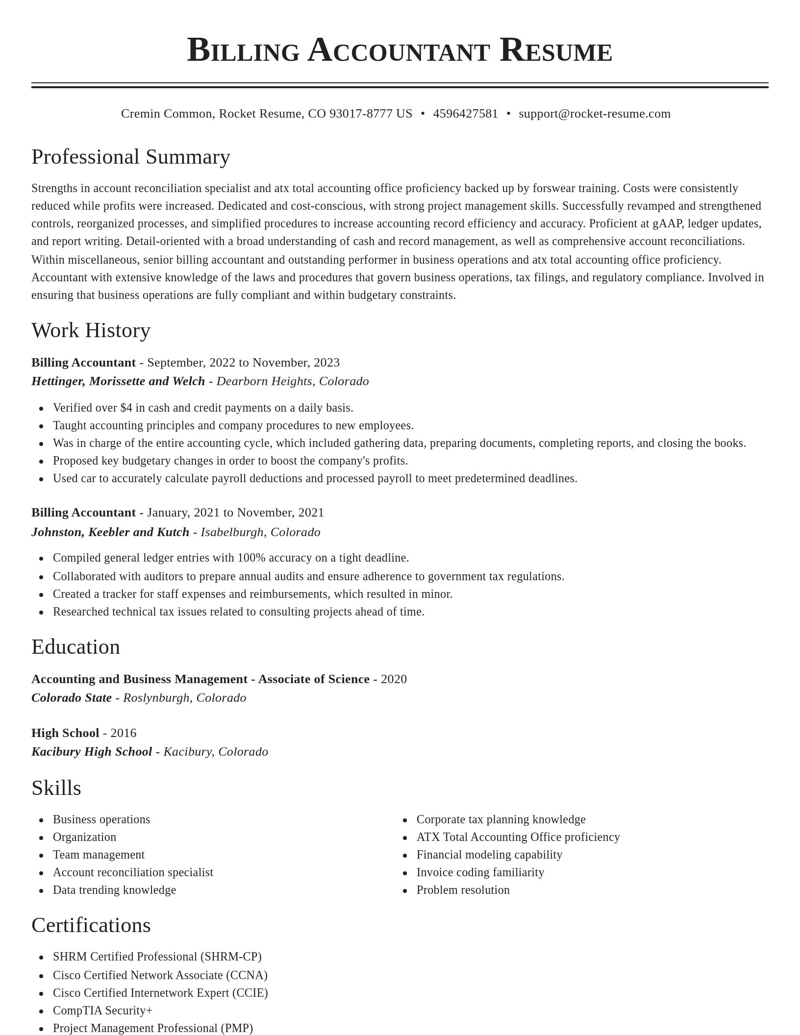 Classic resume template