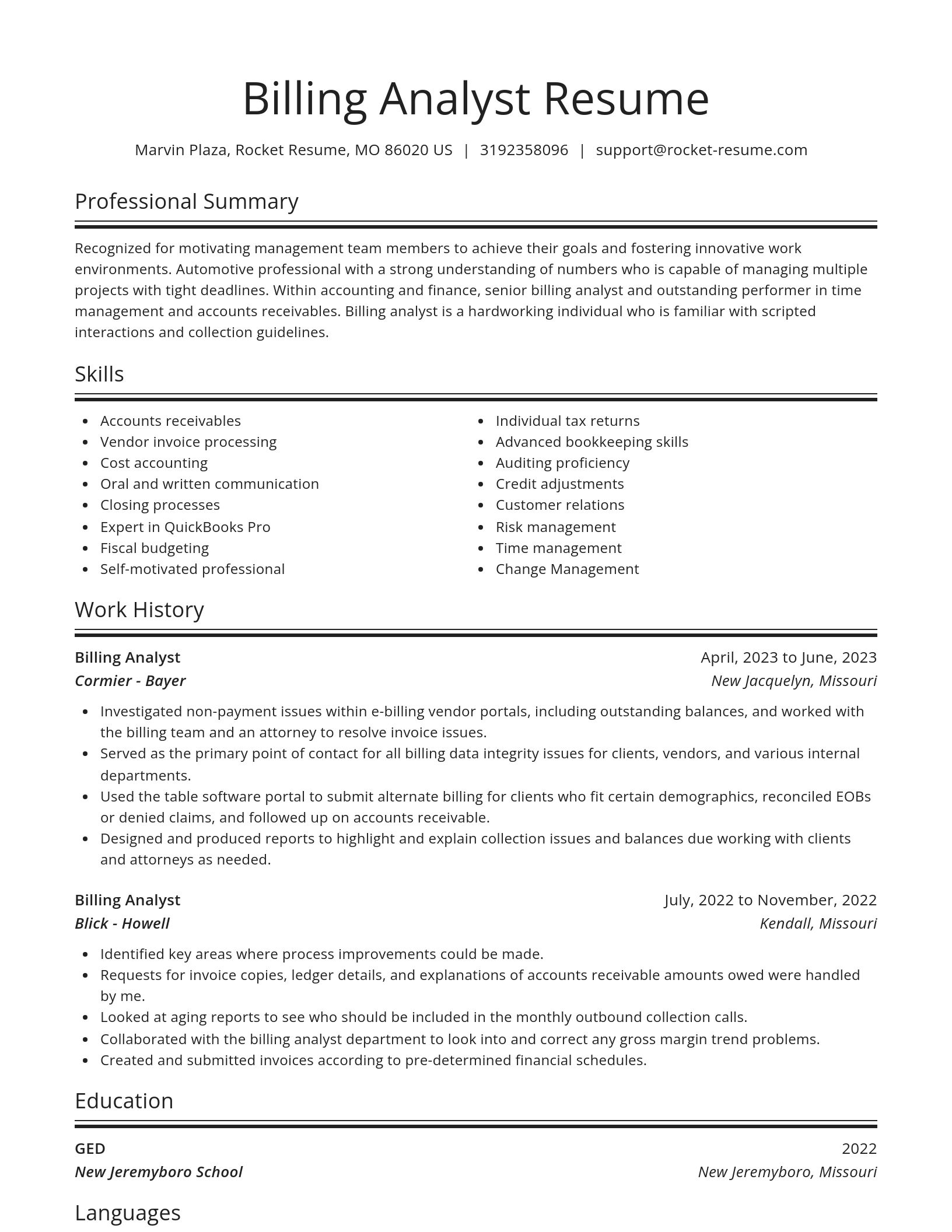 Spotlight resume template