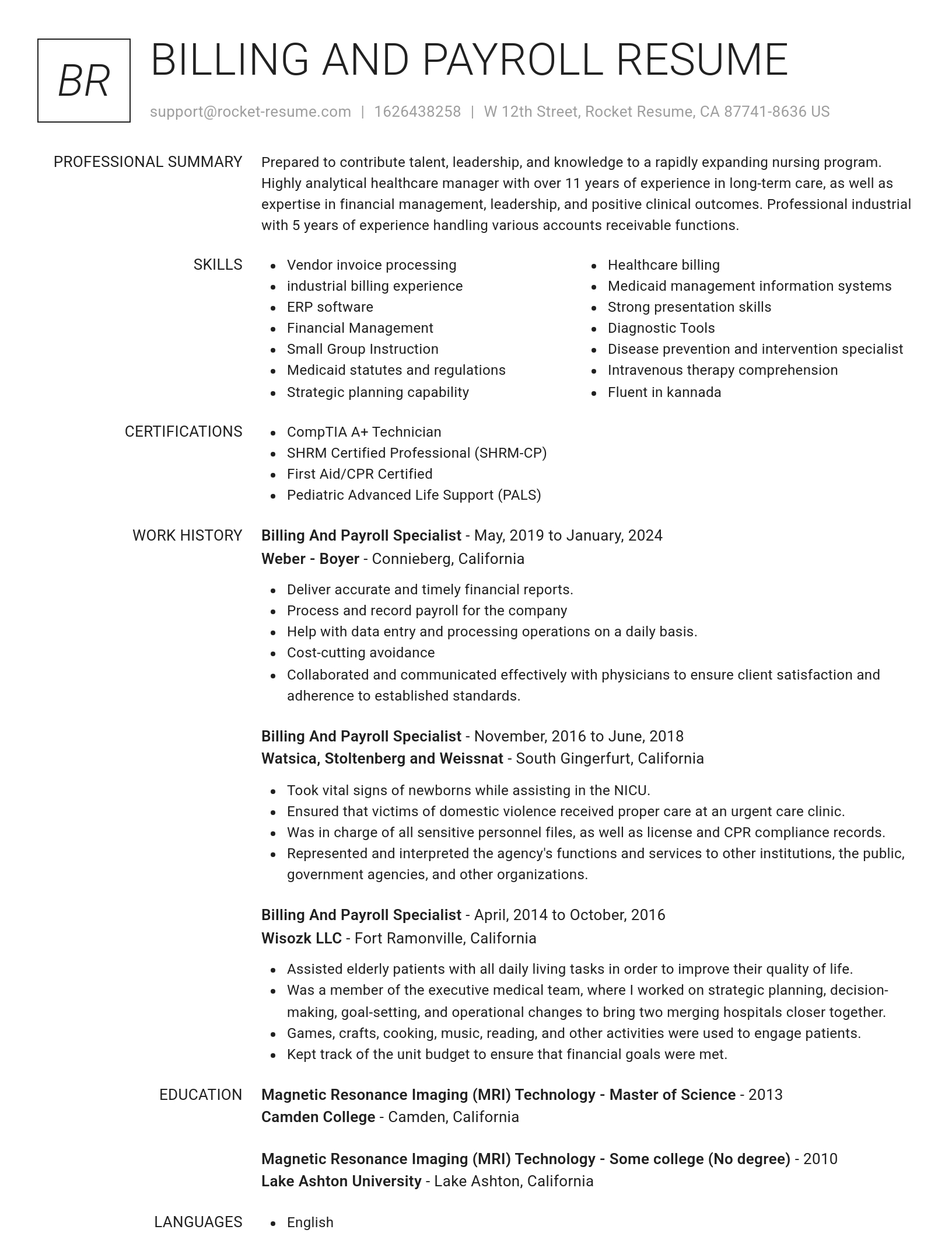 Renowned resume template