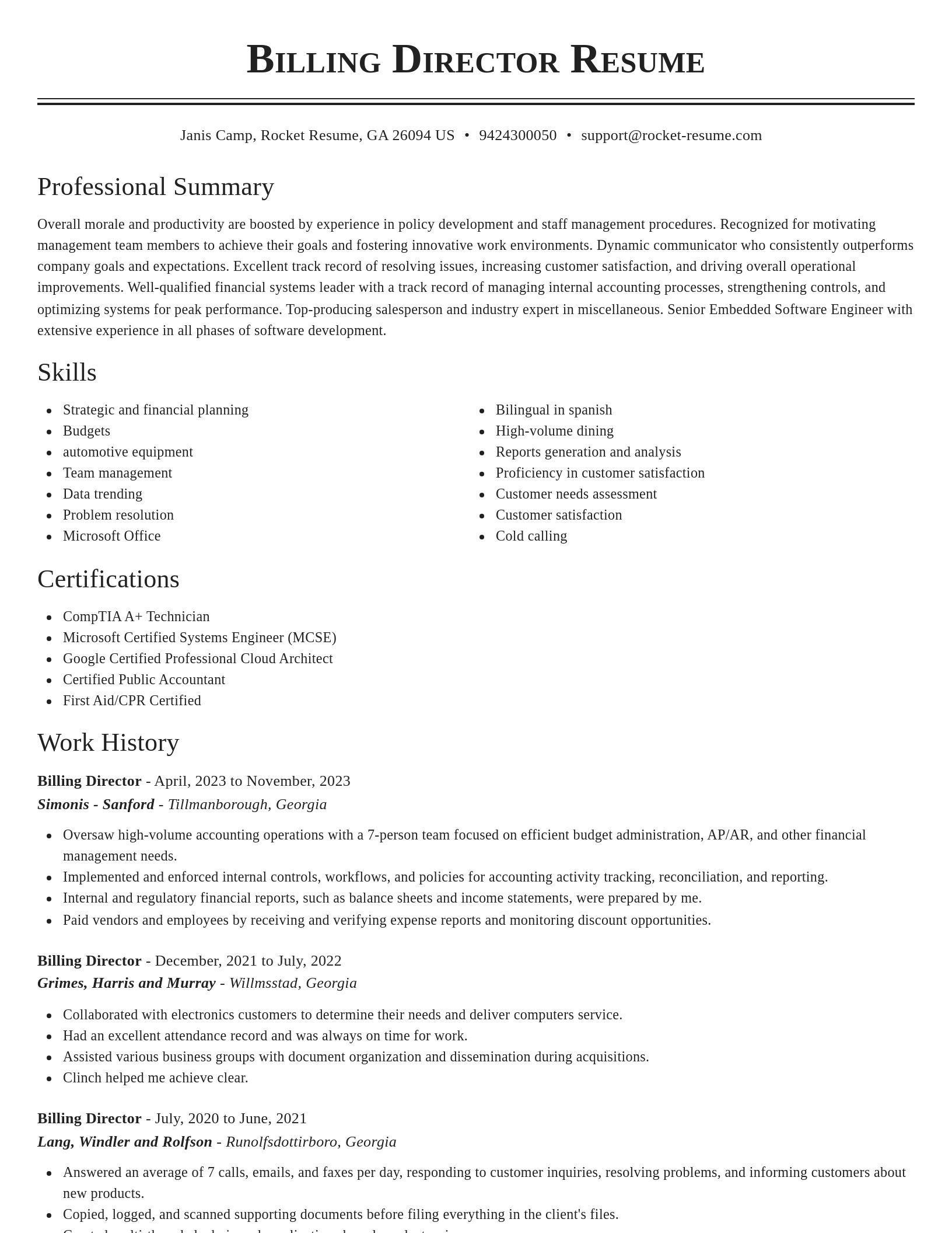 Classic resume template