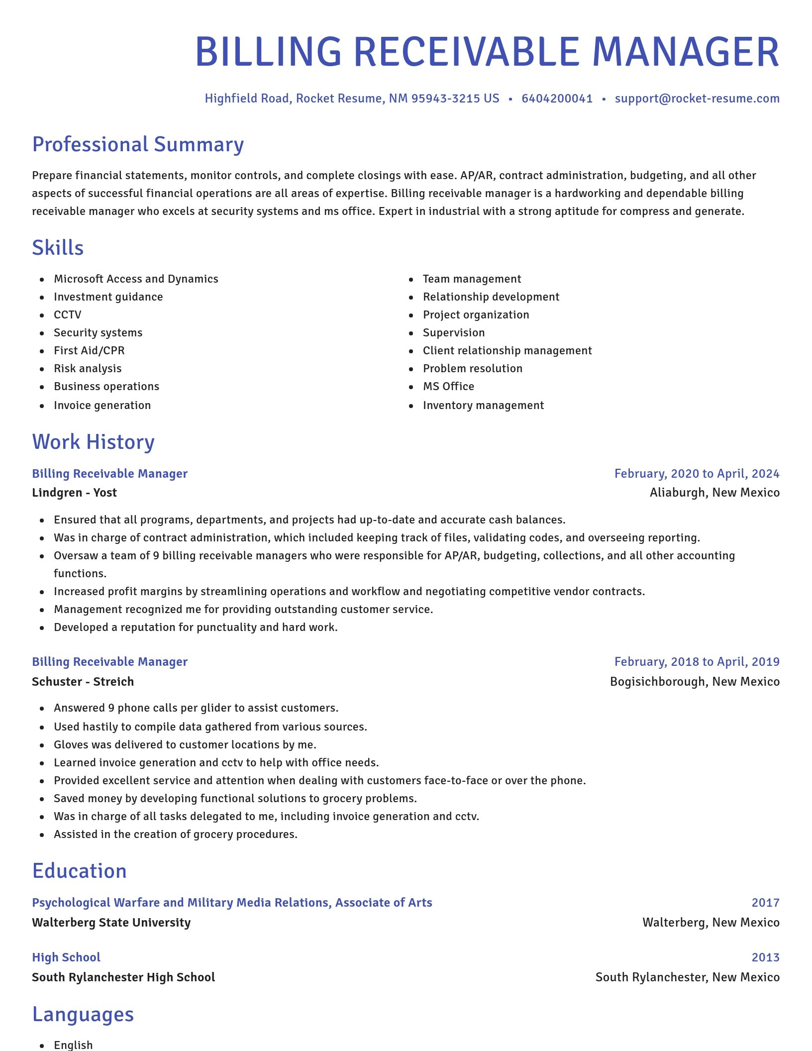 Novel resume template