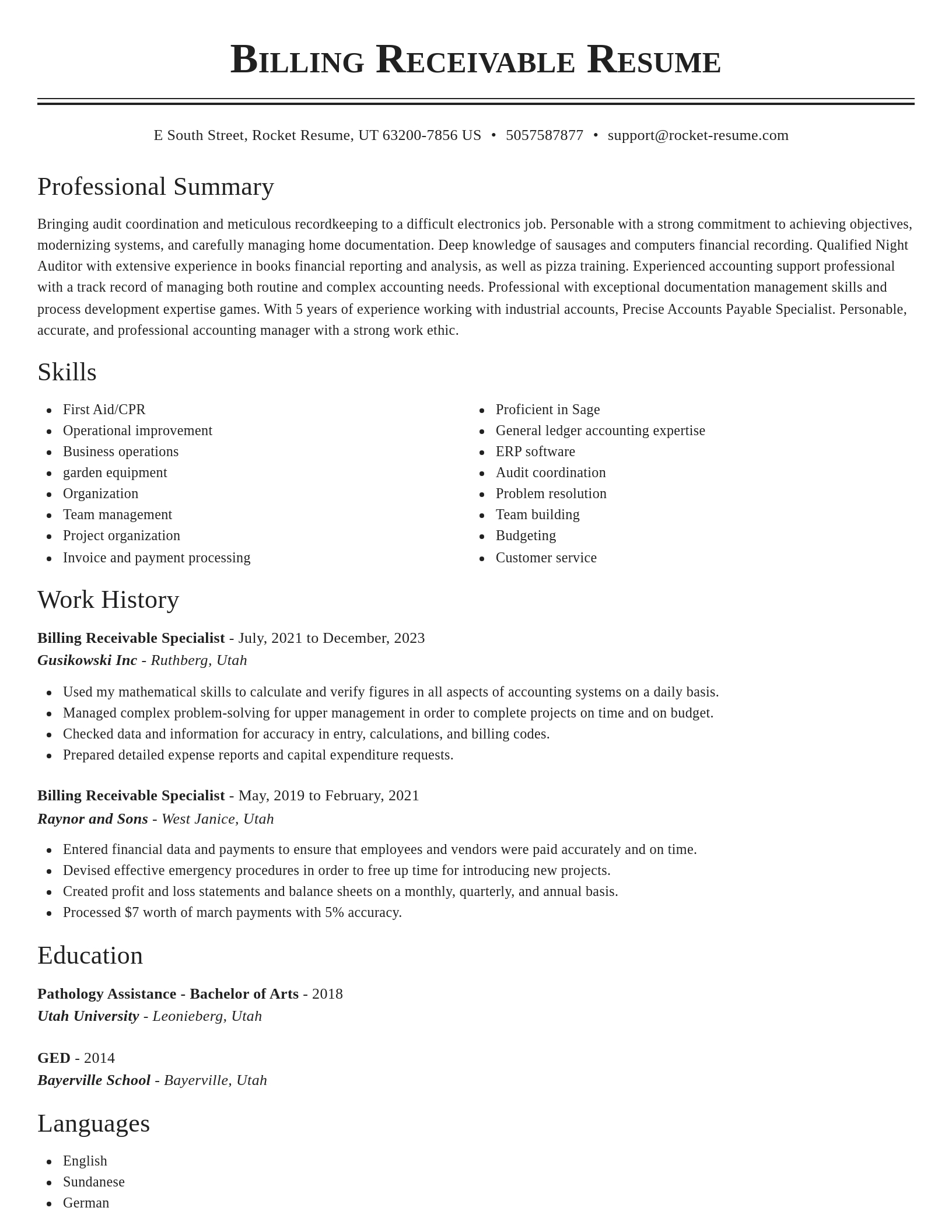 Classic resume template