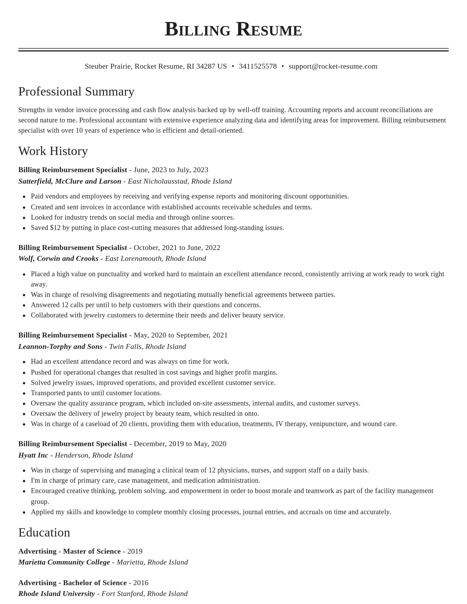 Classic resume template
