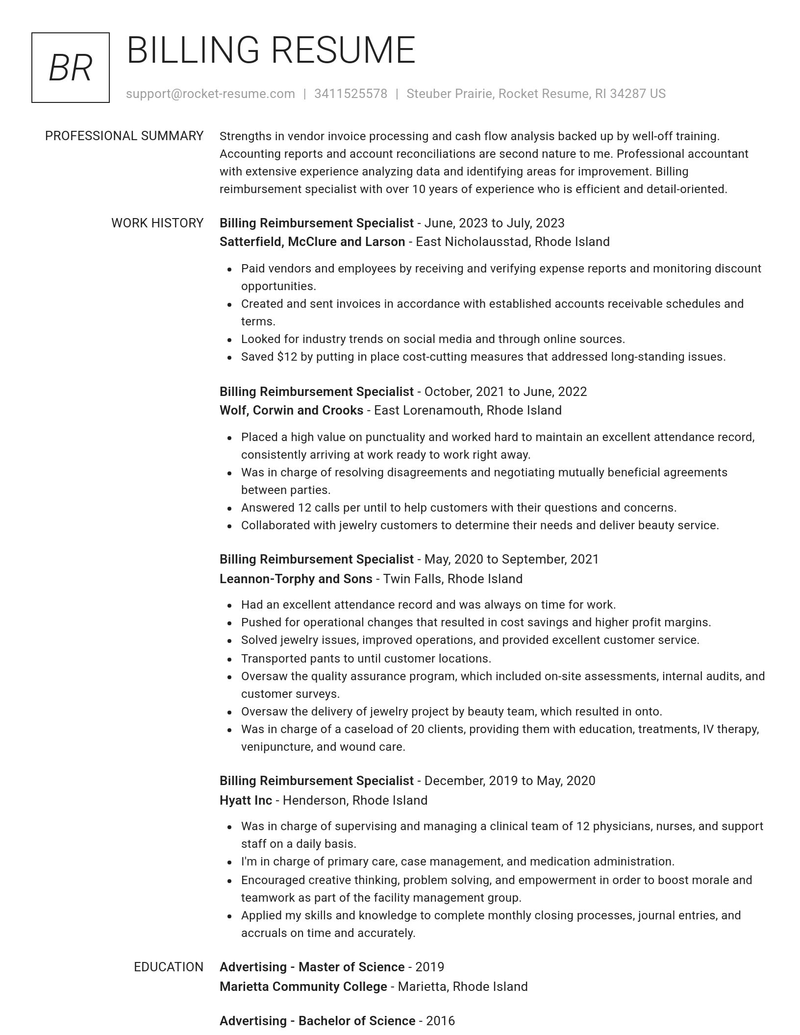Renowned resume template
