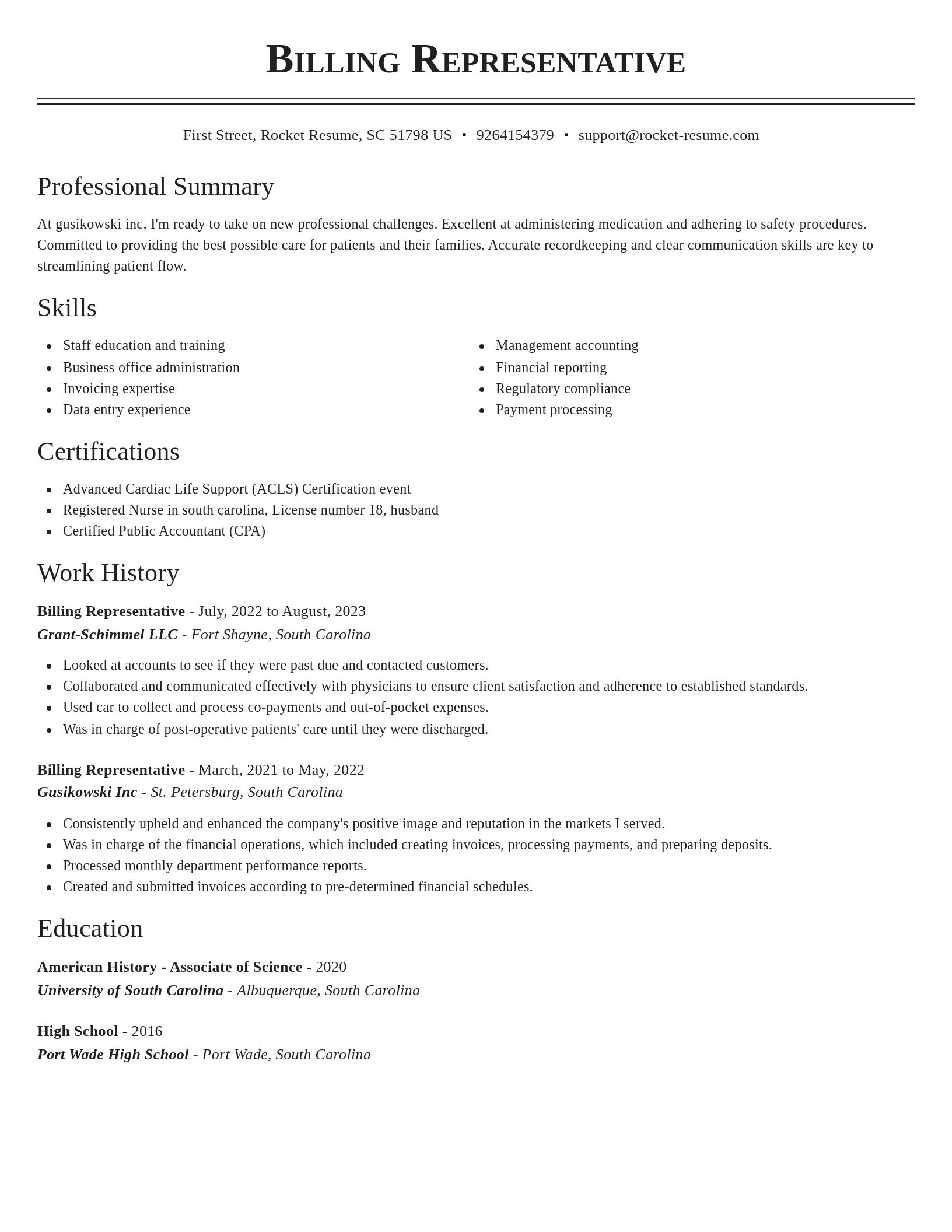Classic resume template