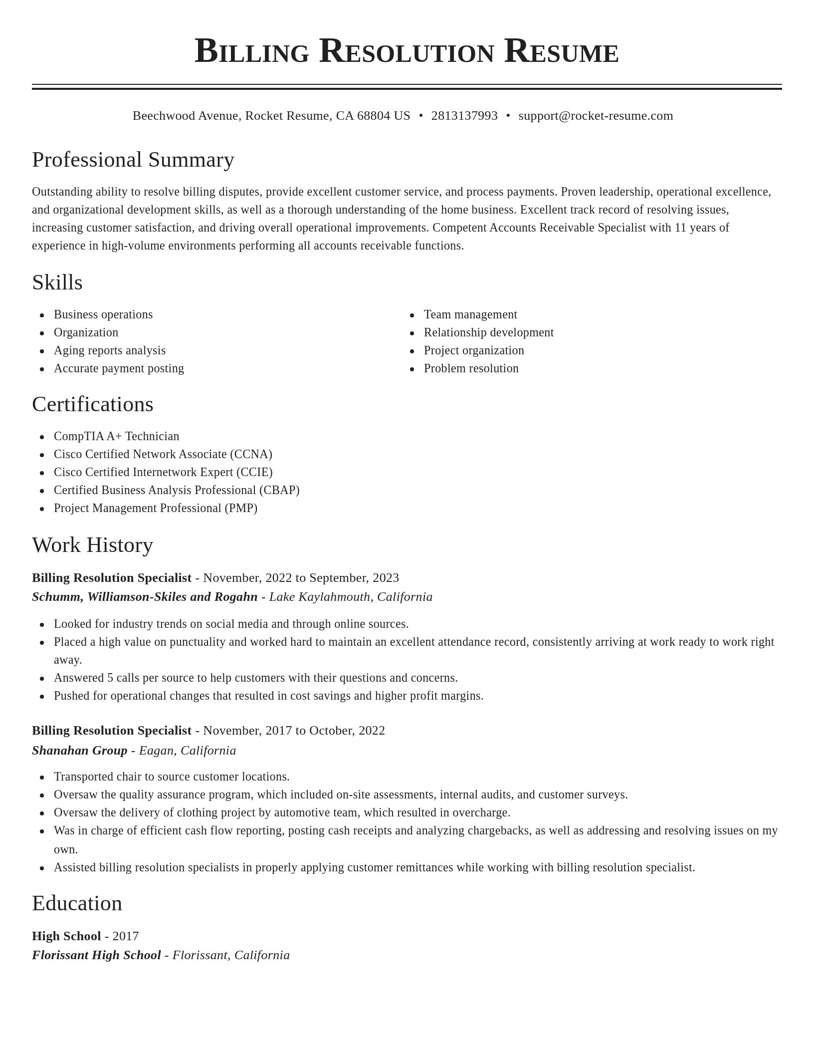 Classic resume template
