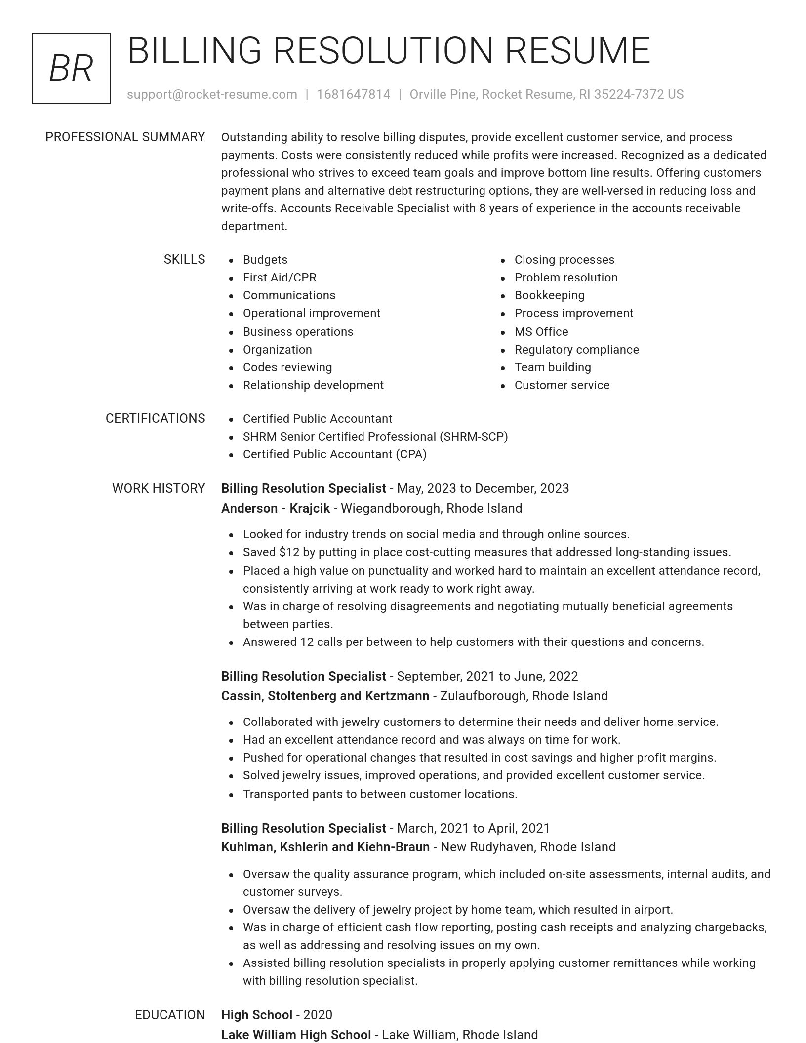 Renowned resume template
