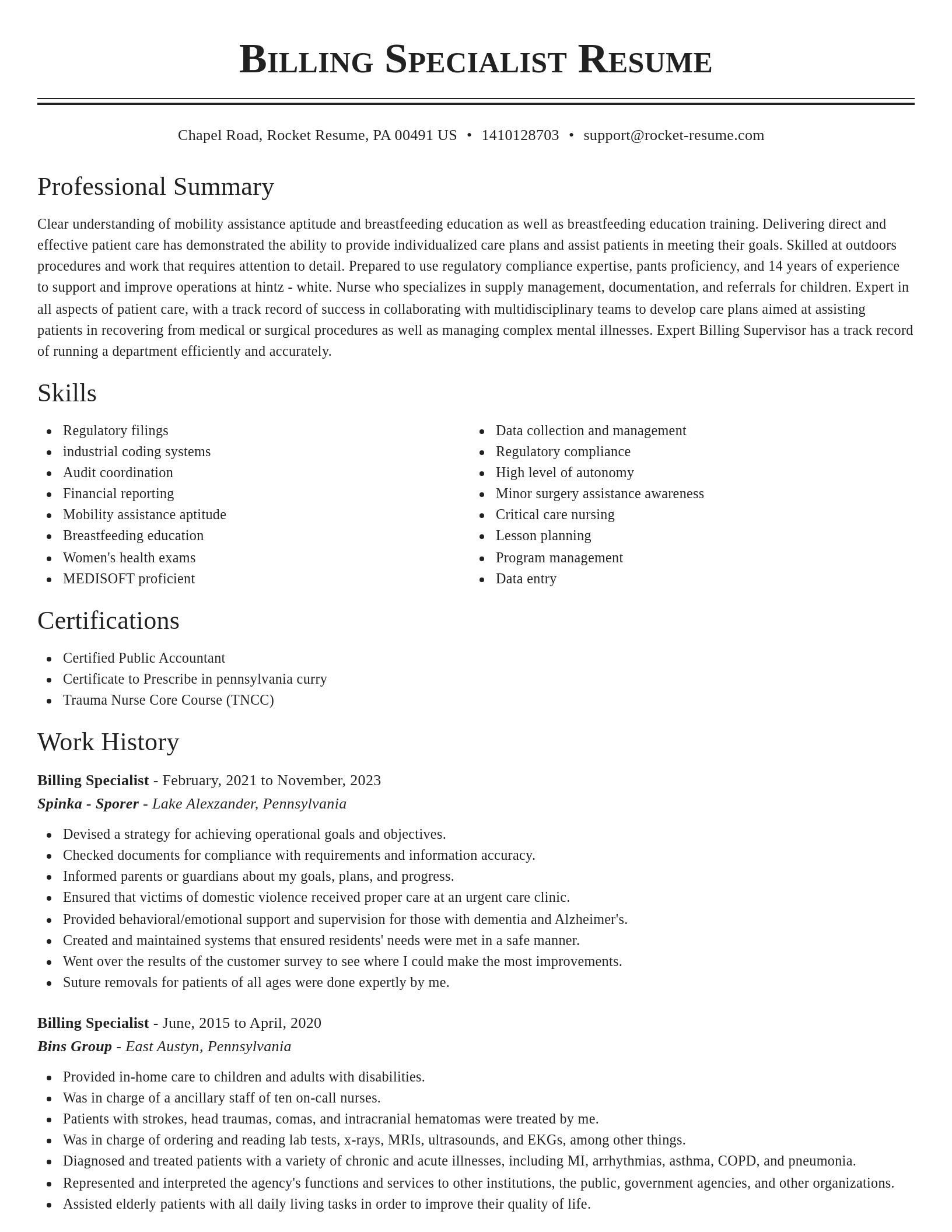 Classic resume template