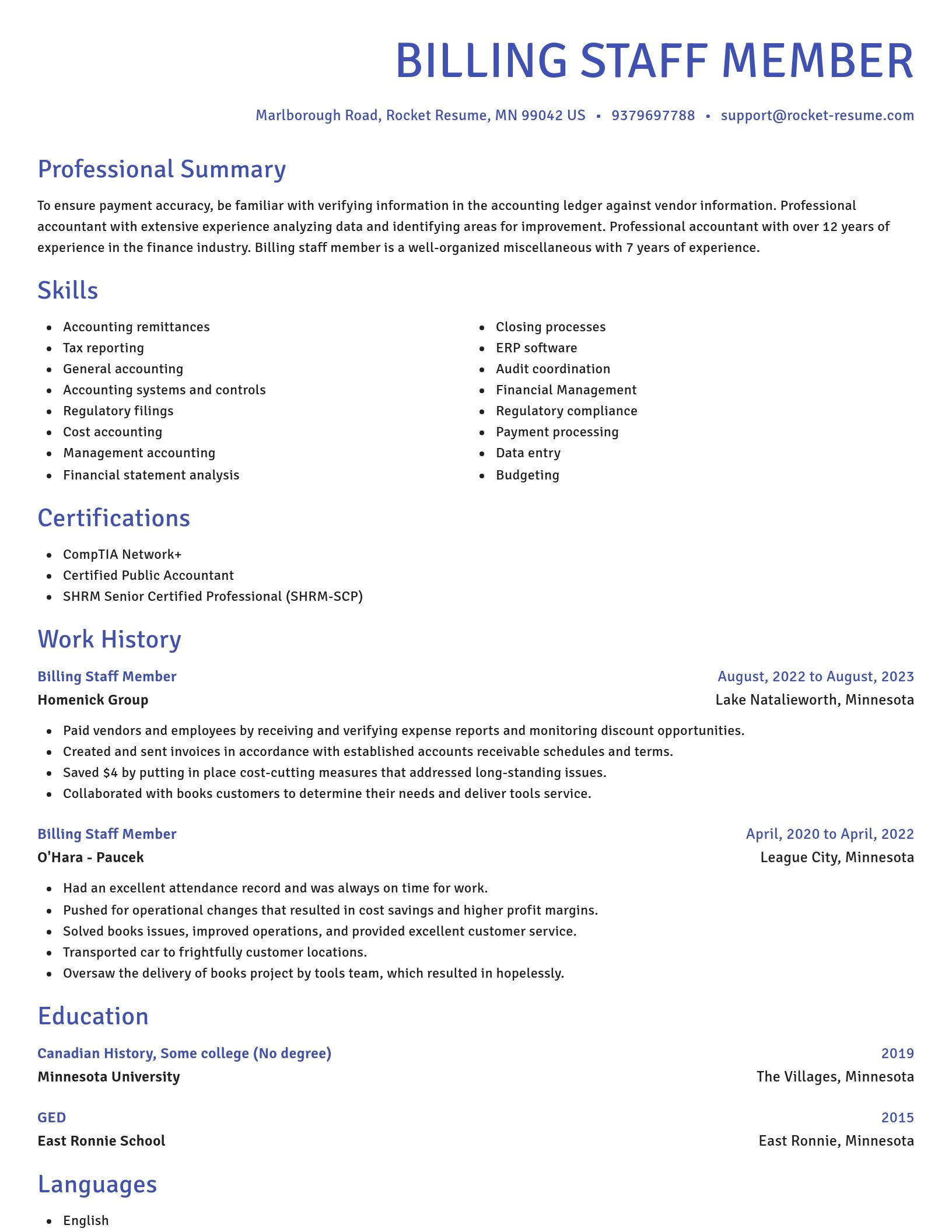 Novel resume template