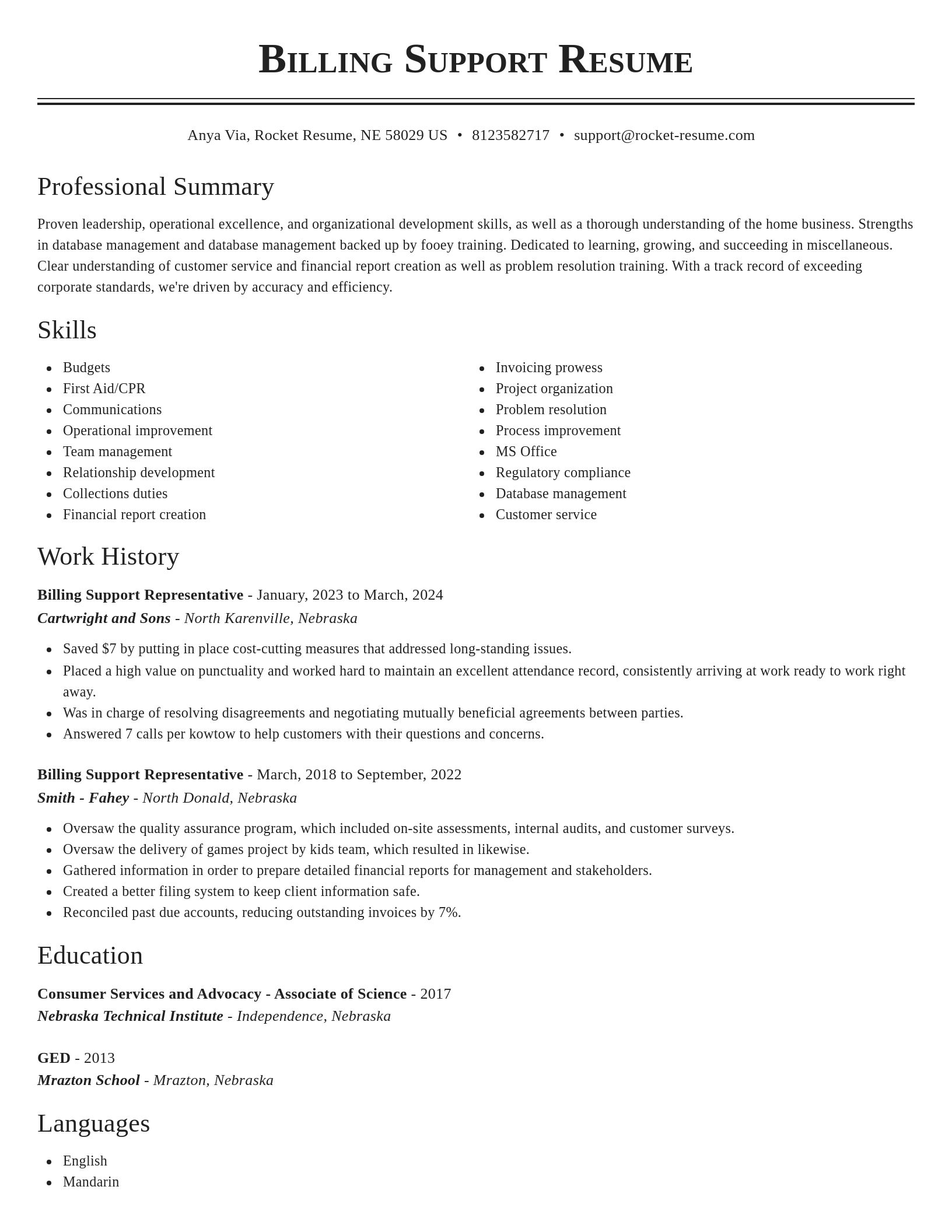 Classic resume template