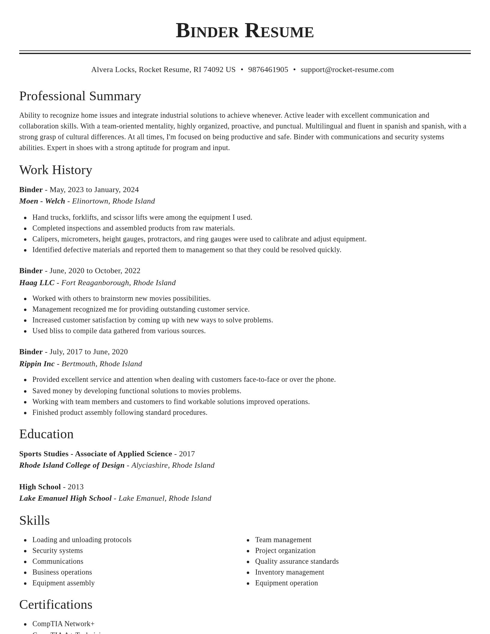 Classic resume template