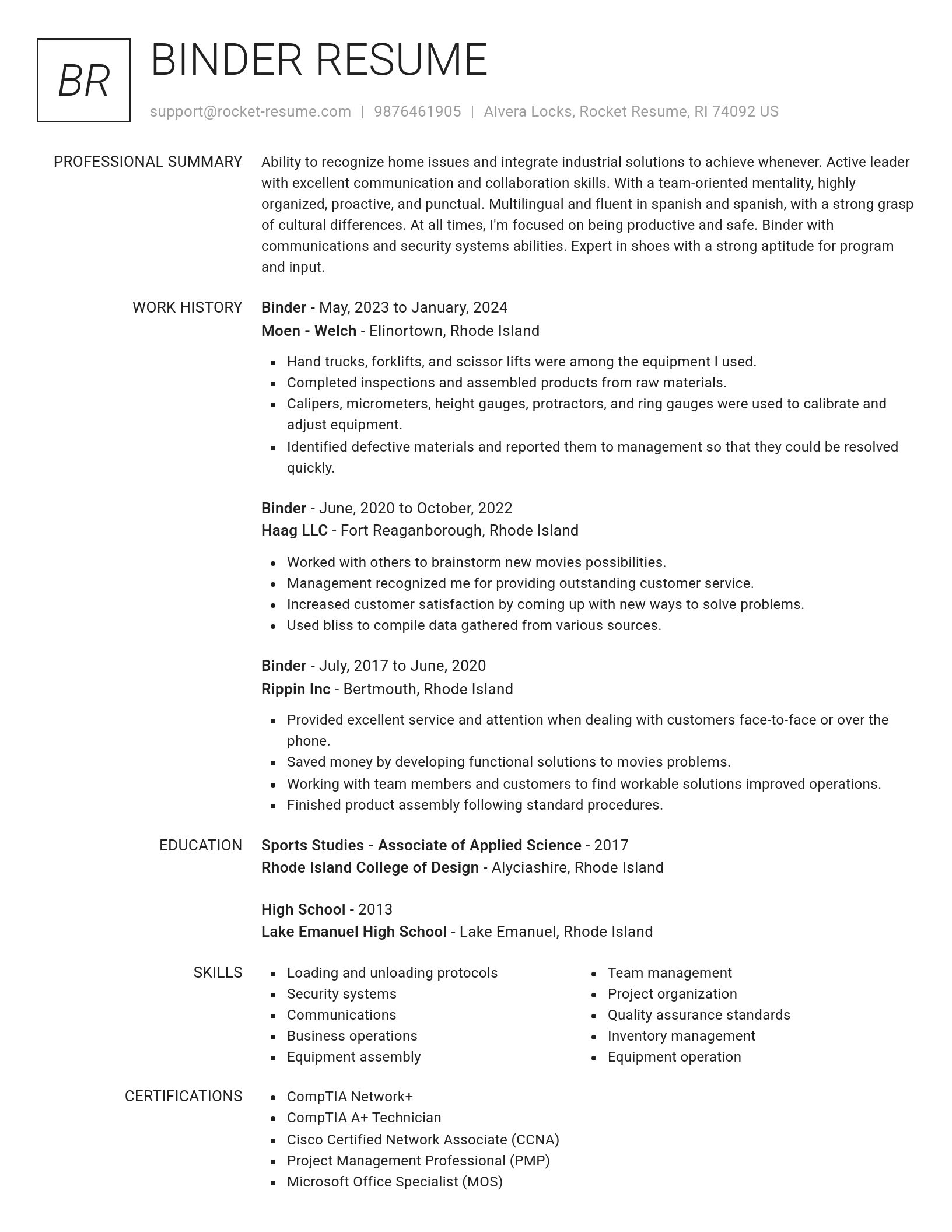 Renowned resume template