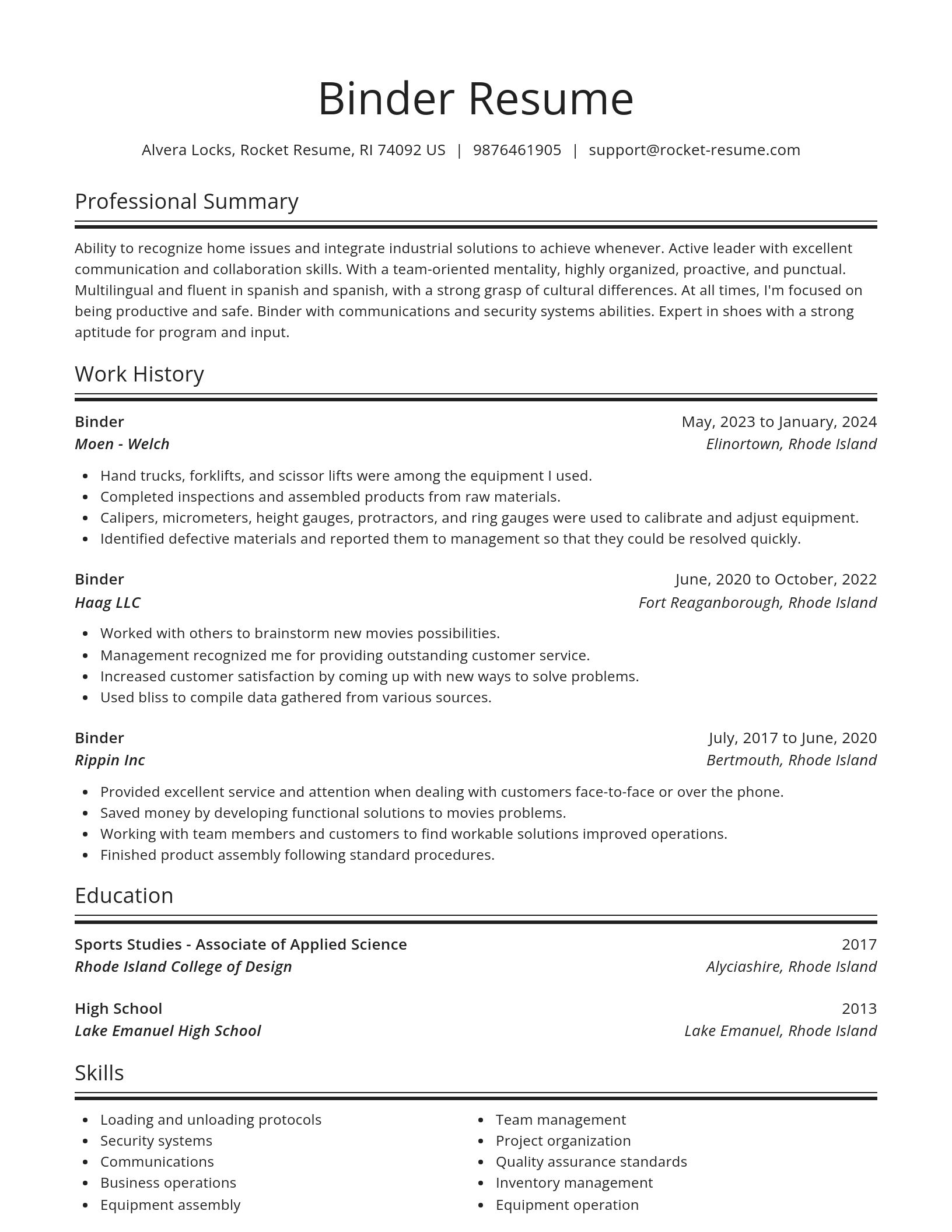 Spotlight resume template