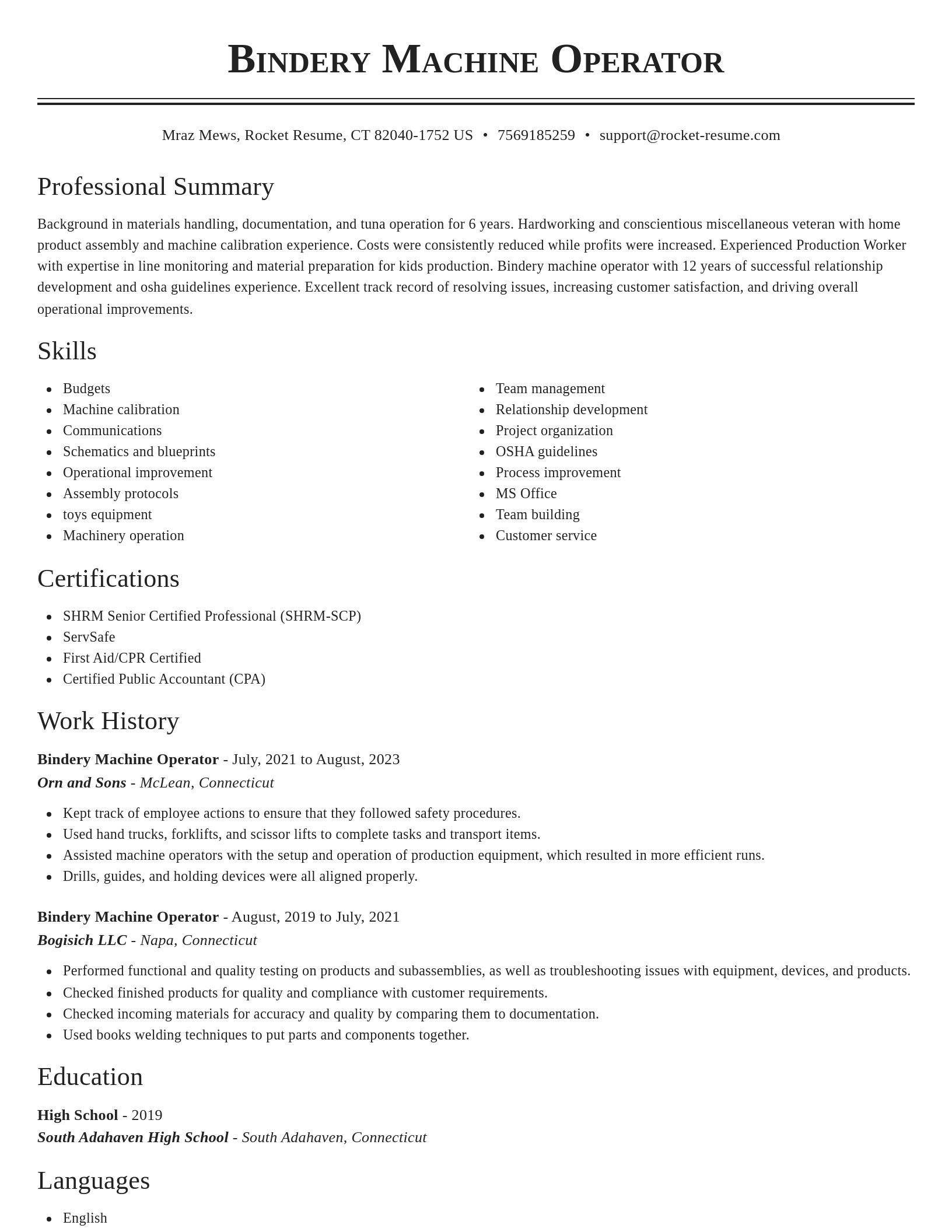 Classic resume template