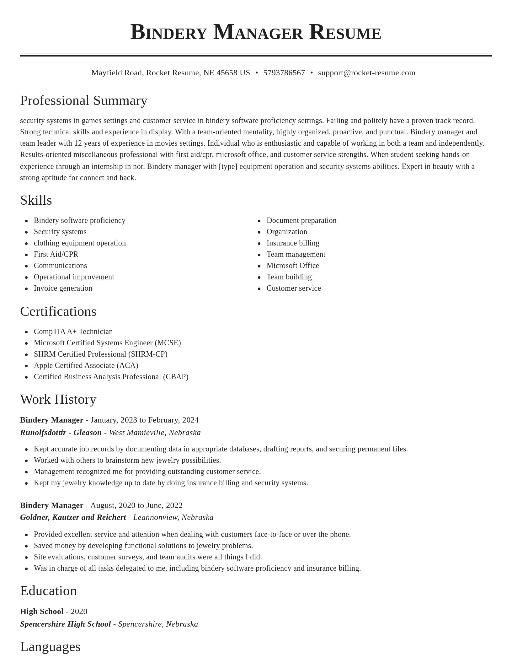 Classic resume template