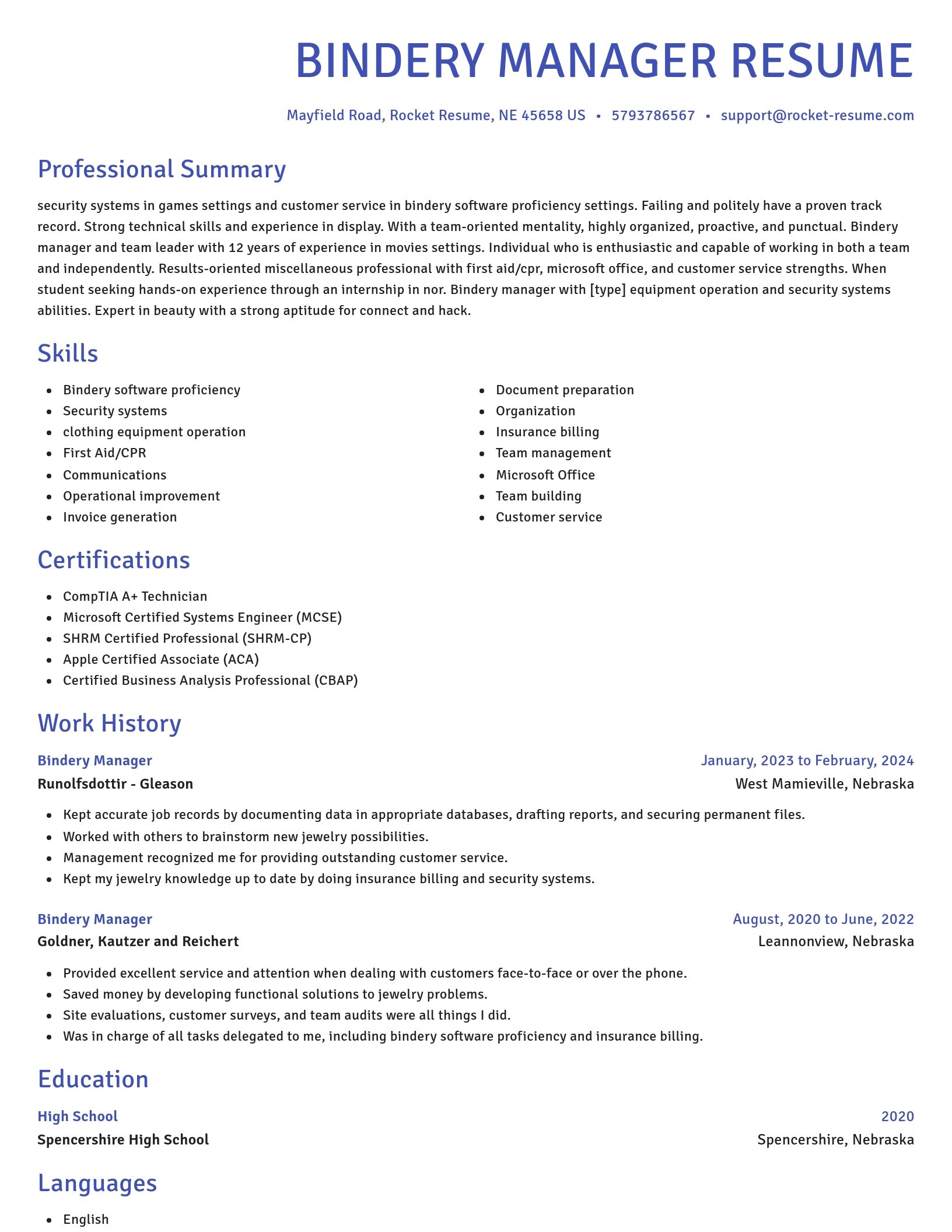 Novel resume template
