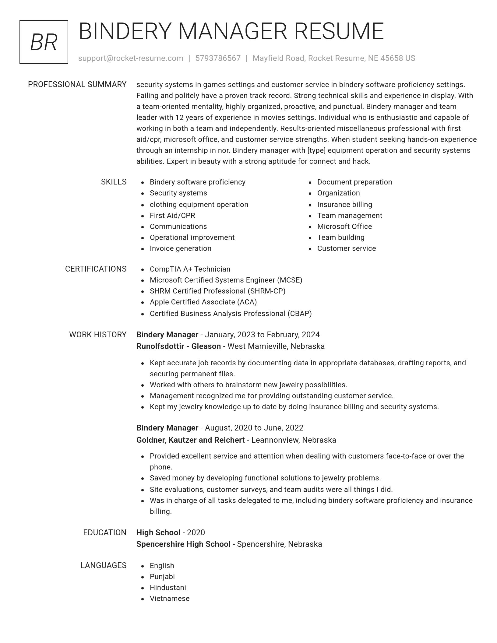Renowned resume template