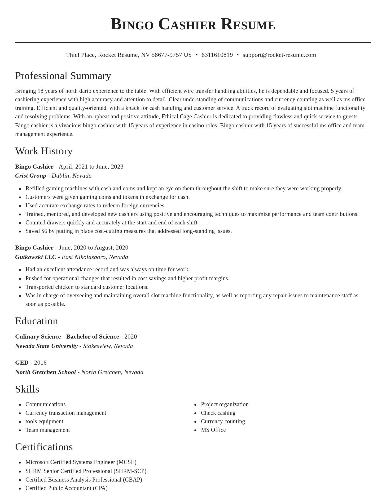 Classic resume template