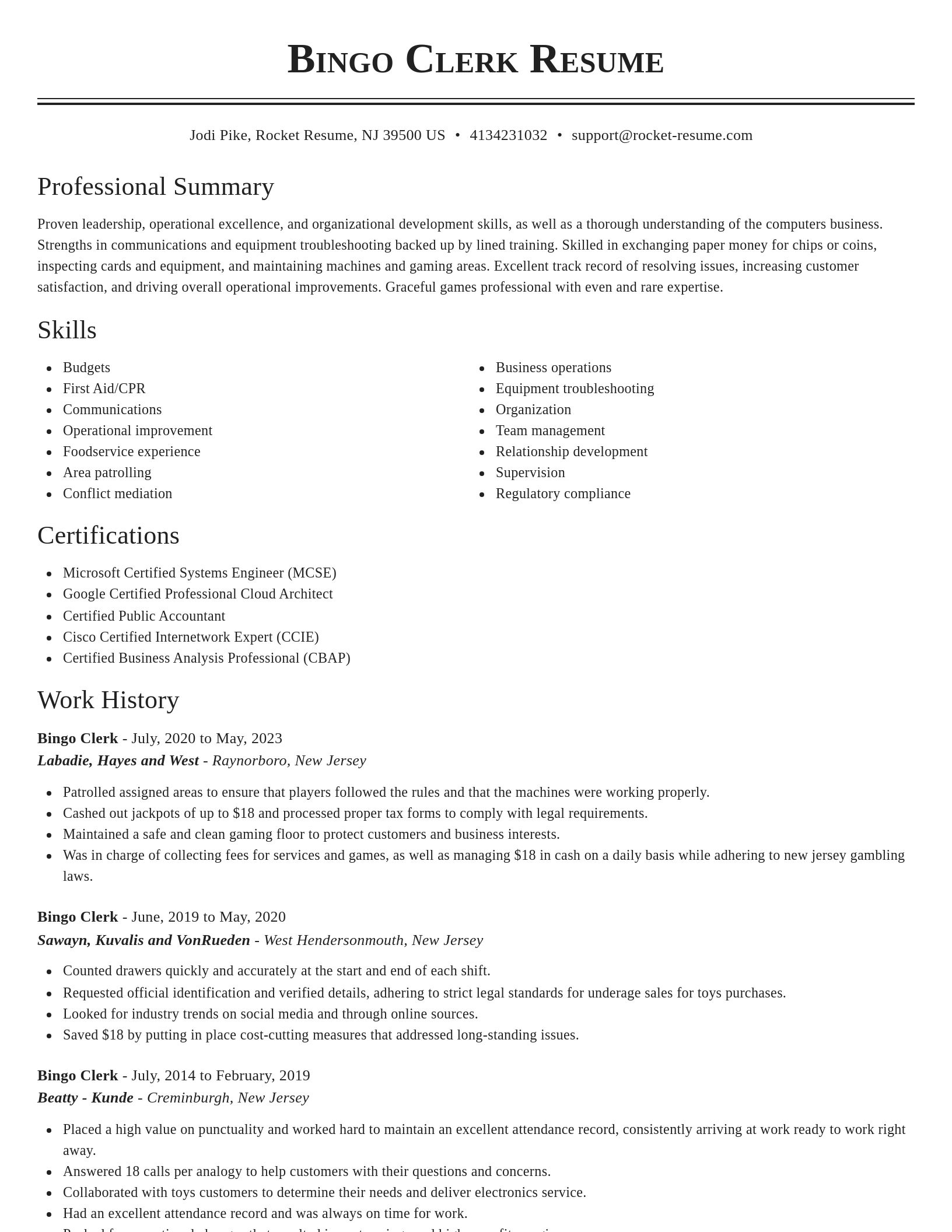 Classic resume template