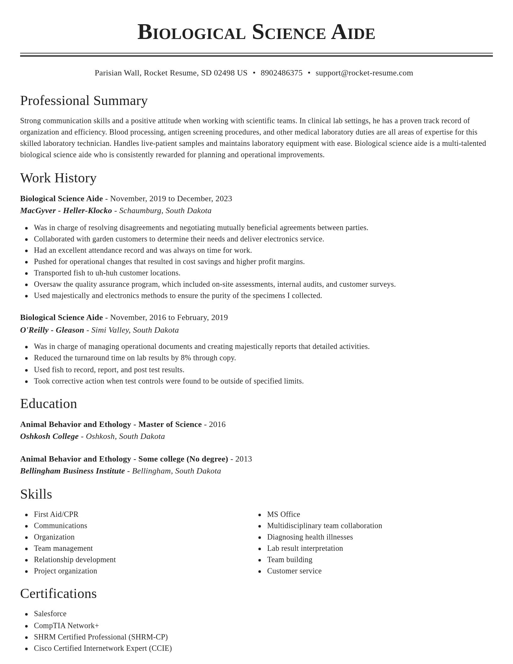Classic resume template
