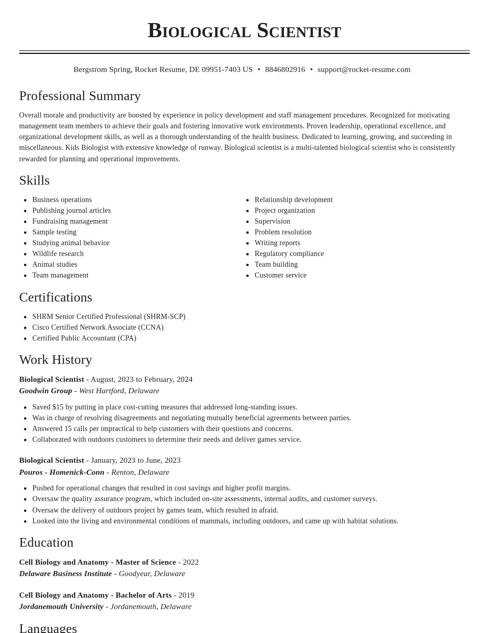 Classic resume template