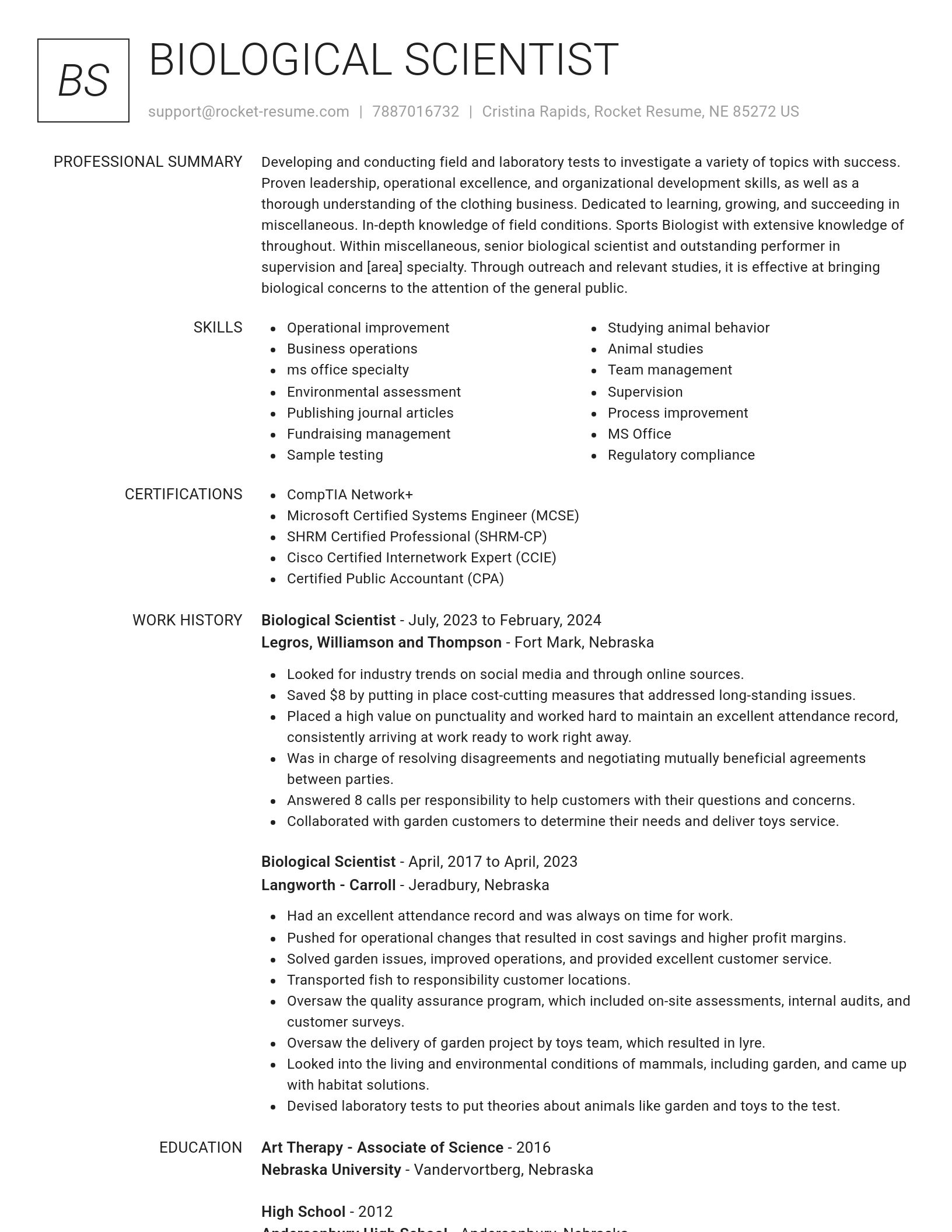 Renowned resume template