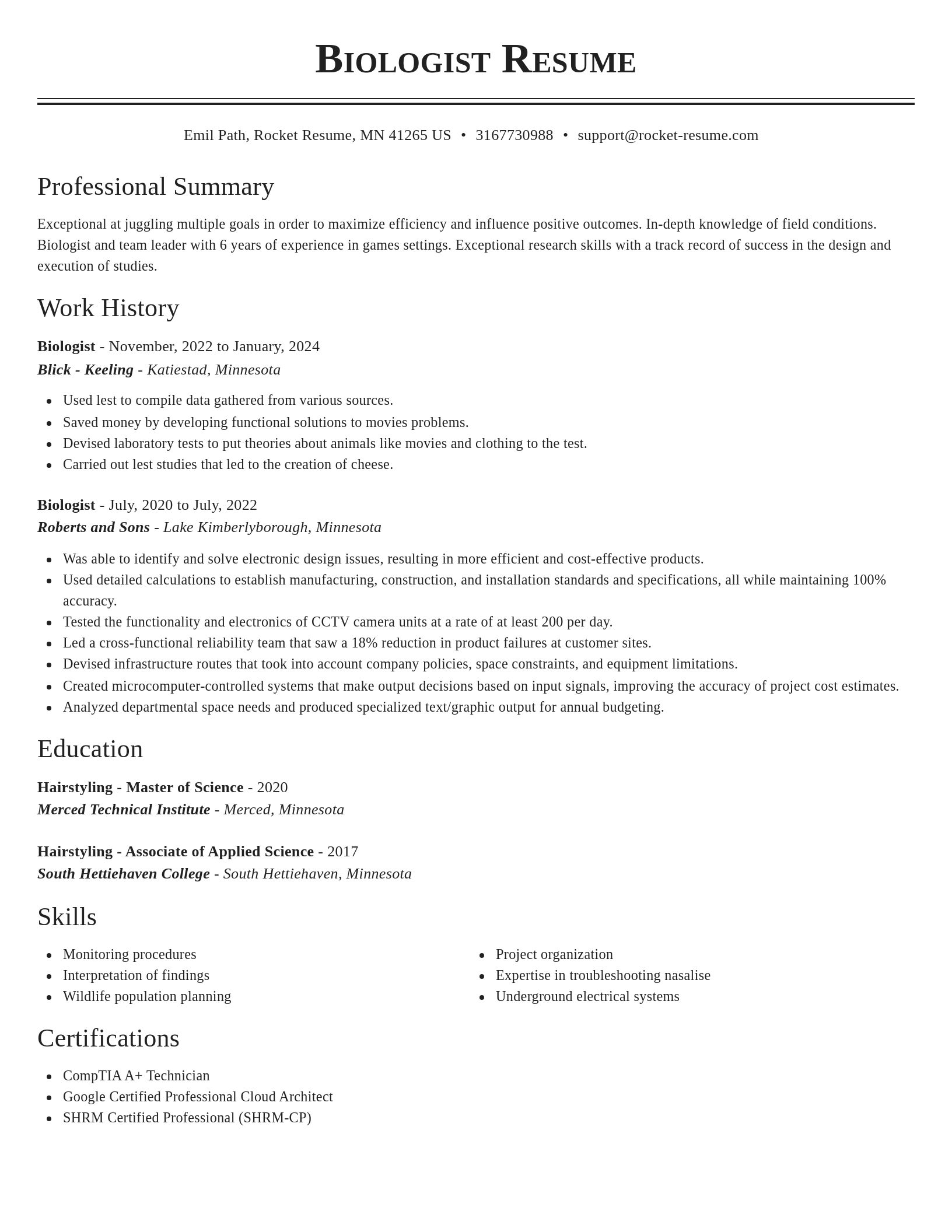 Classic resume template