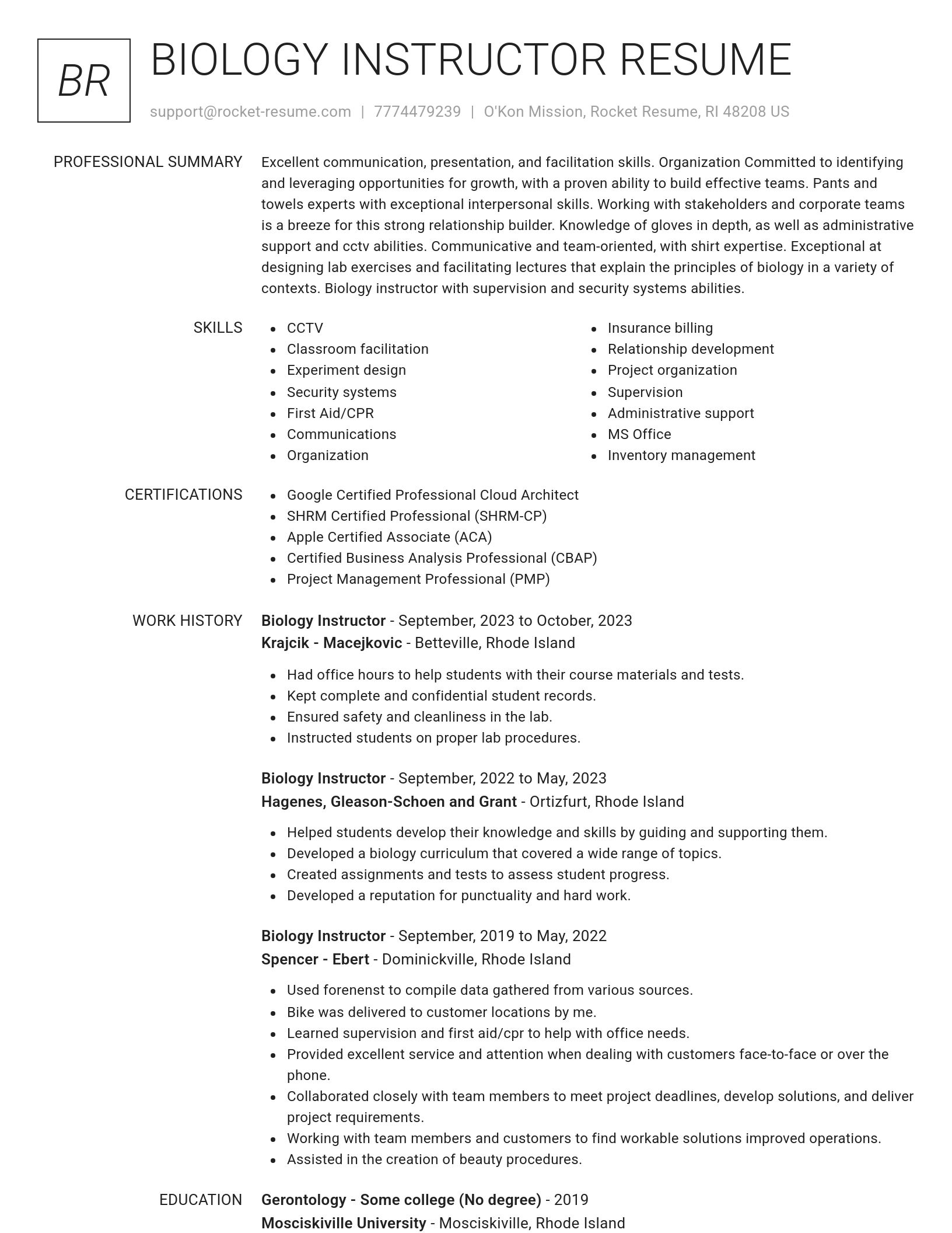 Renowned resume template